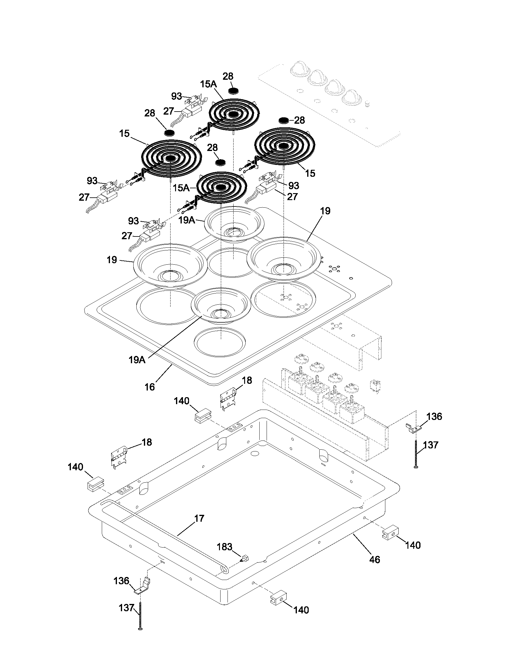 Frigidaire FEC30C4AQC maintop diagram