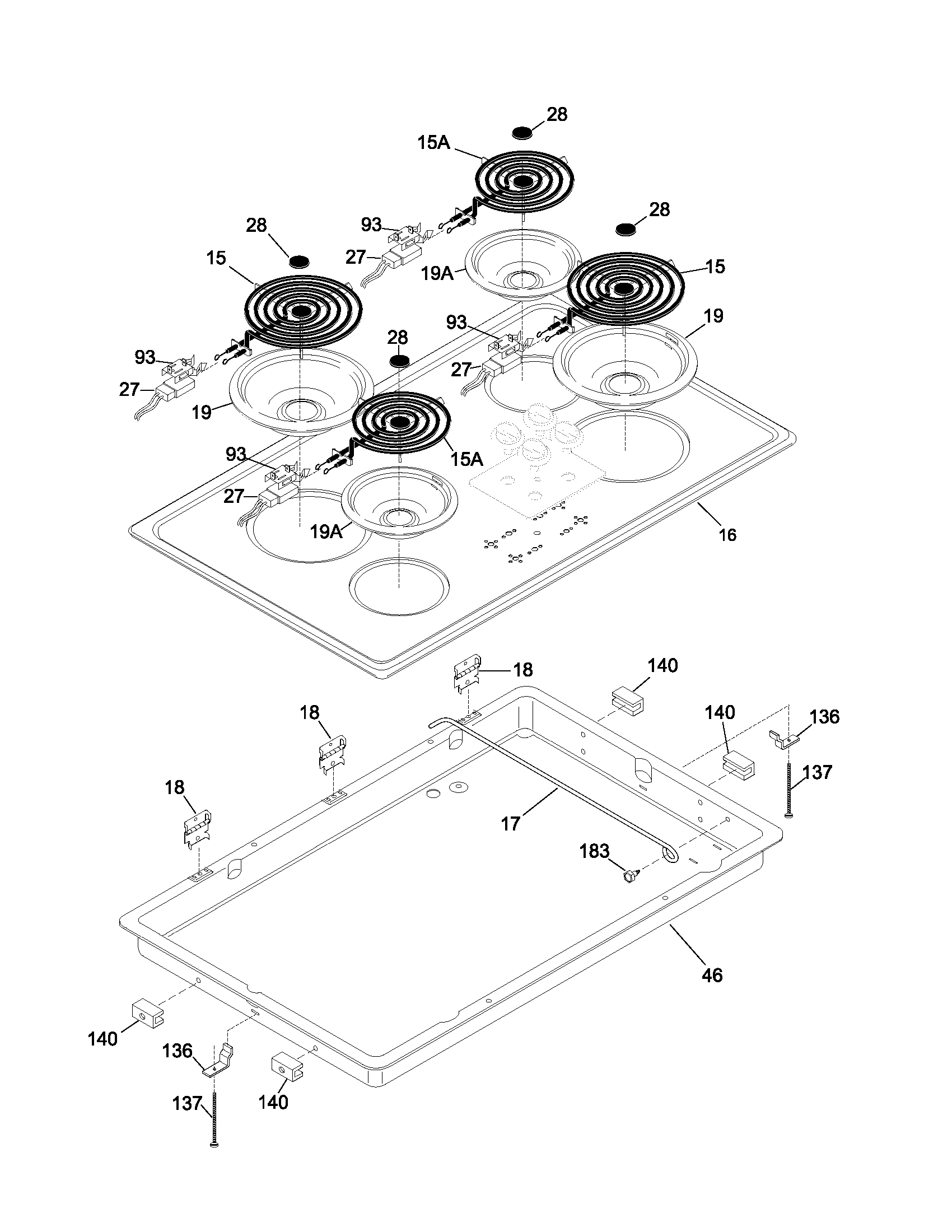 Frigidaire FEC36C4ACC main top diagram
