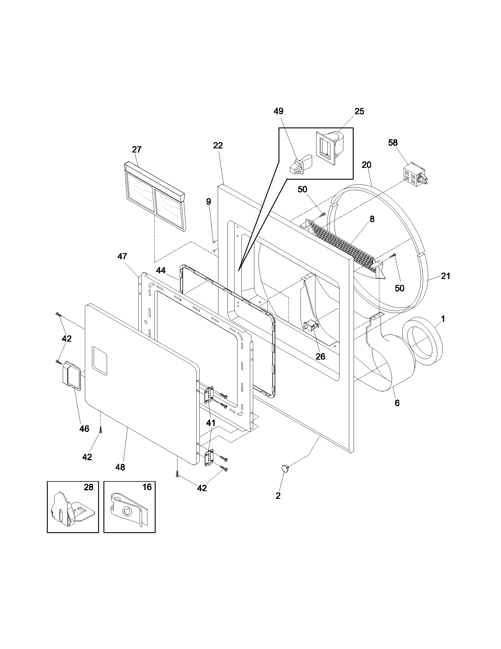 Frigidaire CRGR5700AS0 frnt pnl,door diagram