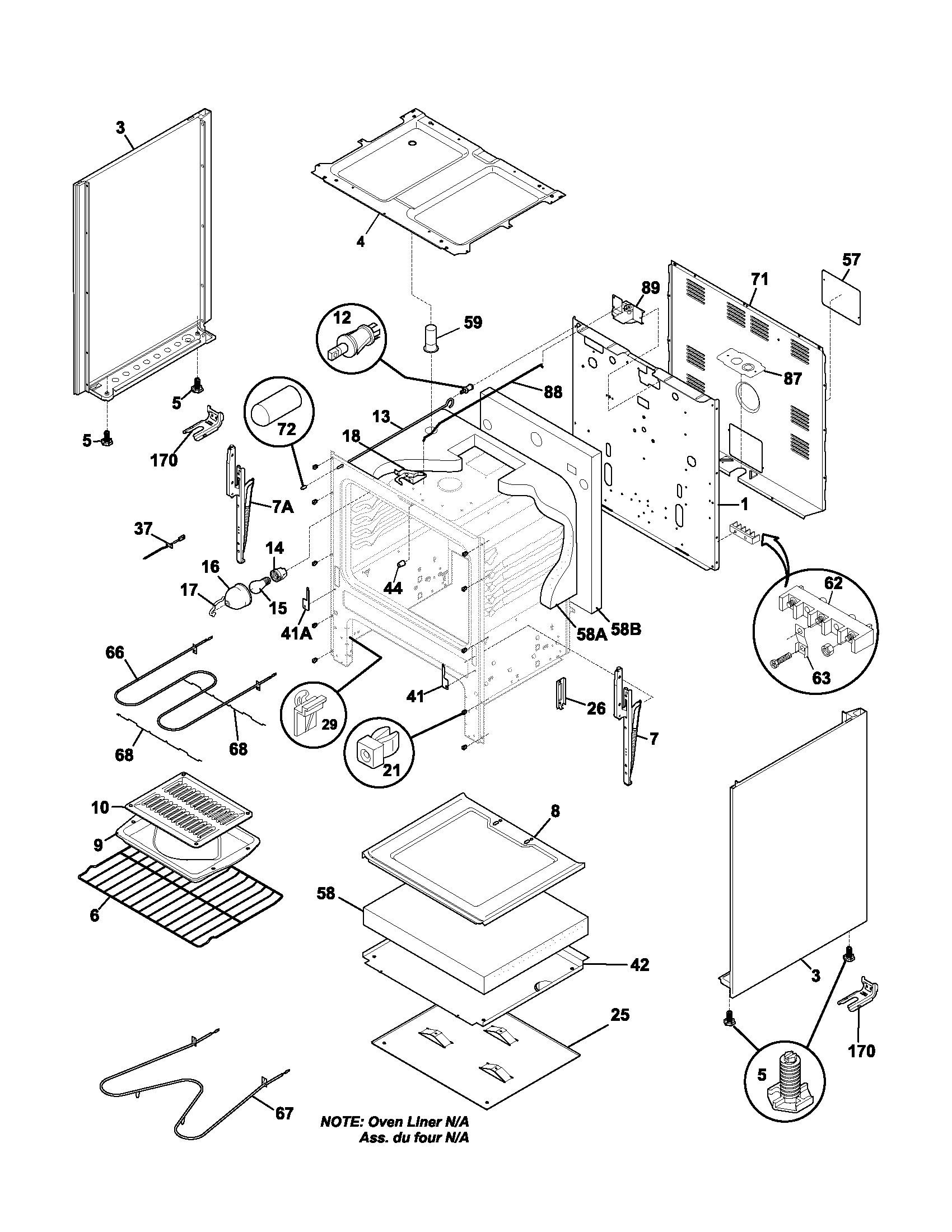 Frigidaire FEF352AWD body diagram