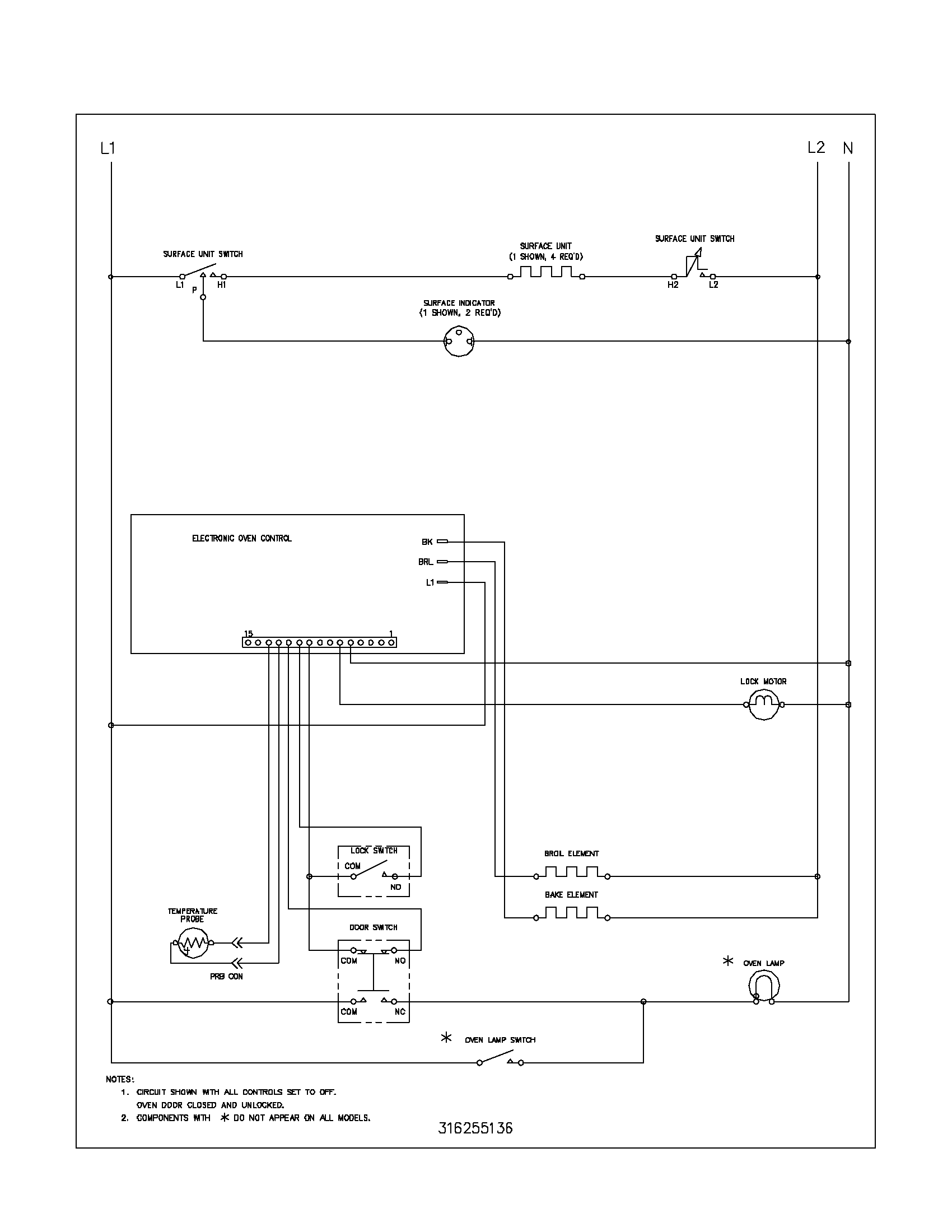 Frigidaire FEF352AWD wiring schematic diagram