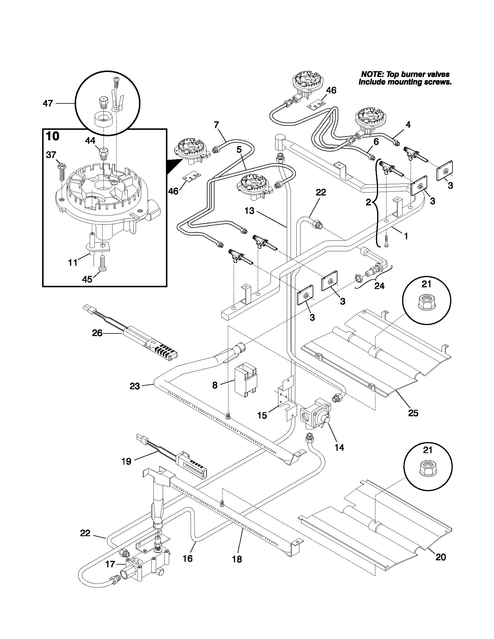Gibson GGF354CHSD burner diagram