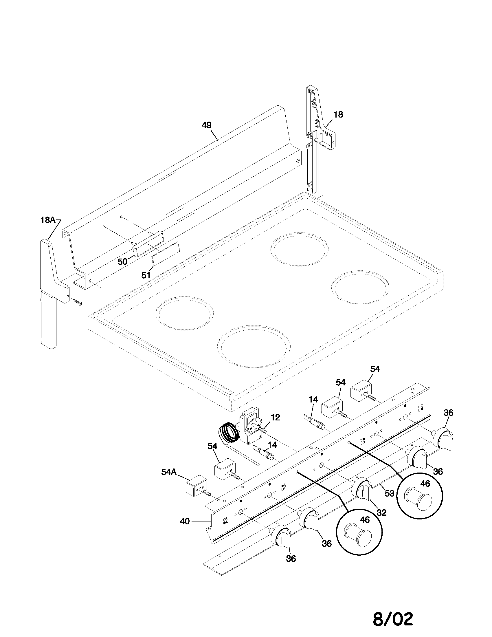 White-Westinghouse WEF303PHWB backguard diagram