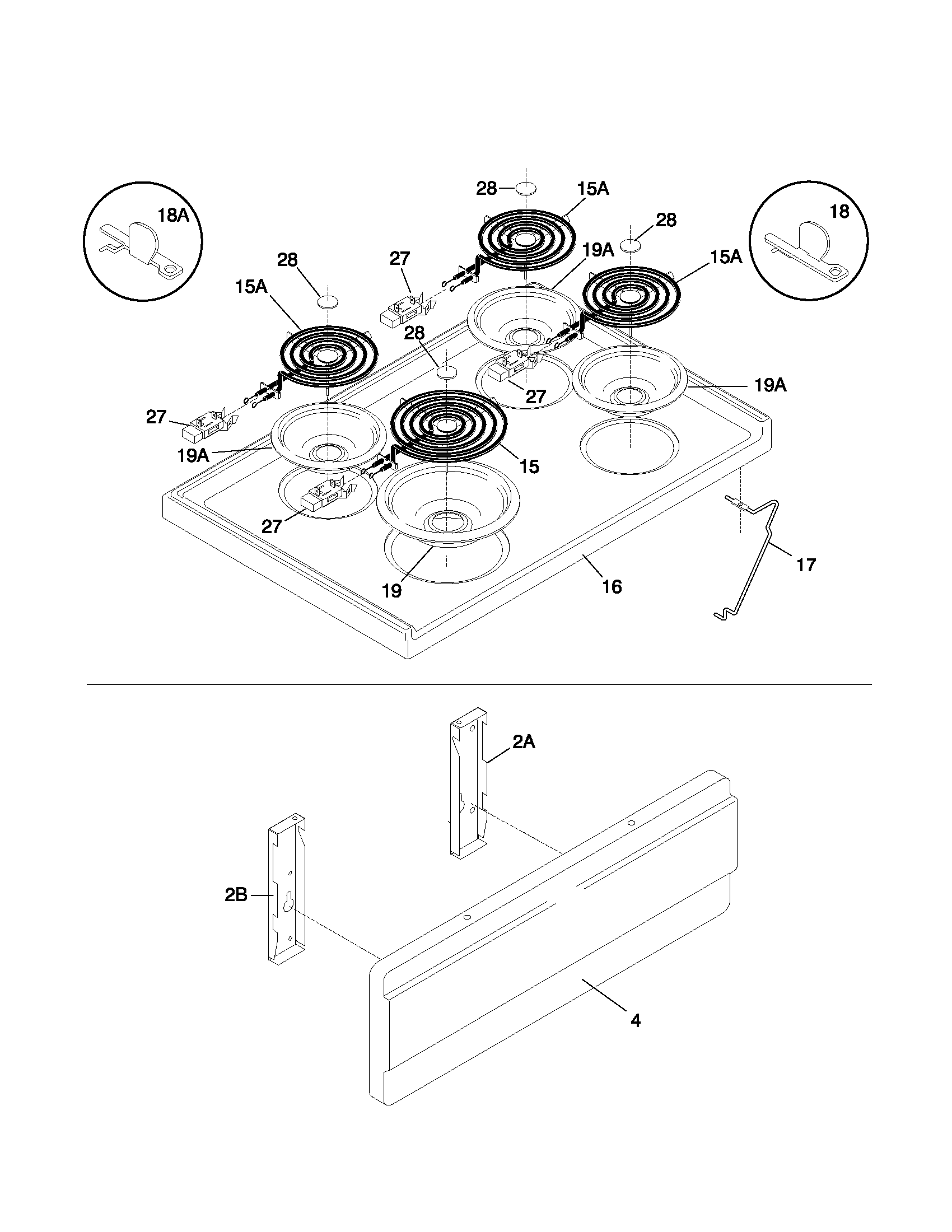 White-Westinghouse WEF303PHWB top/drawer diagram