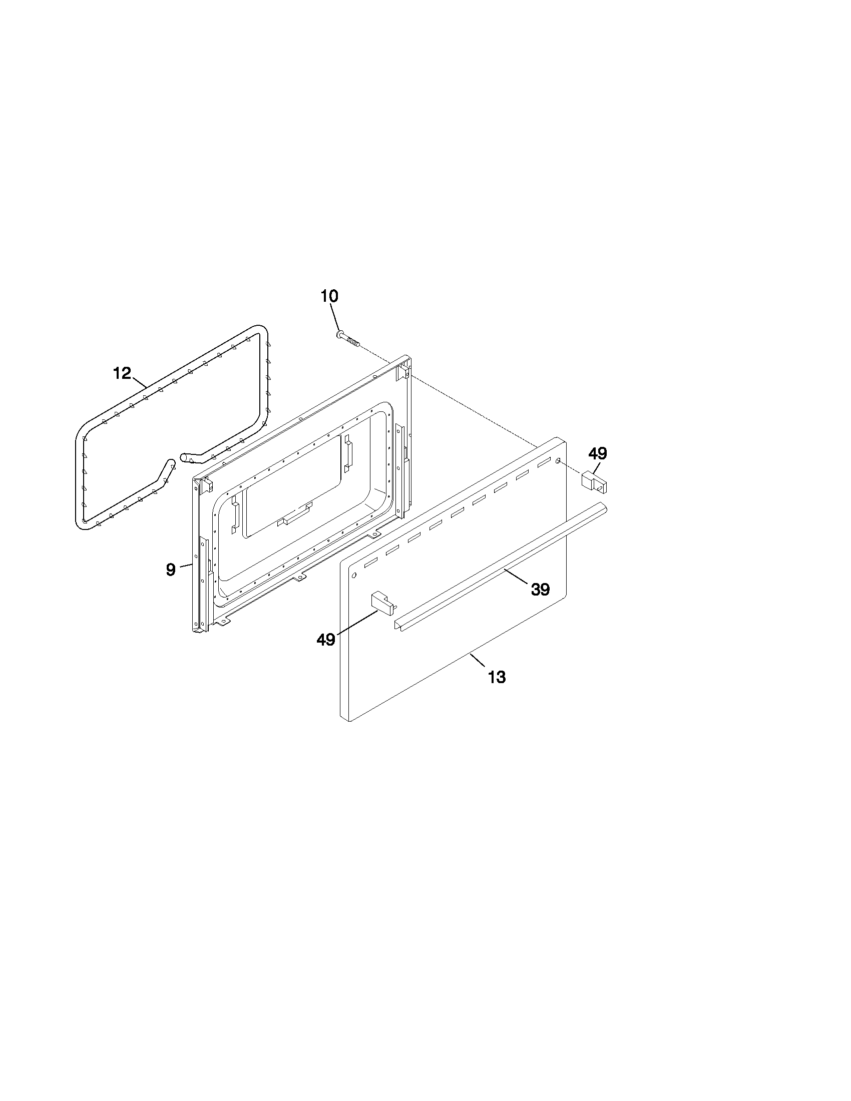 White-Westinghouse WEF303PHWB door diagram