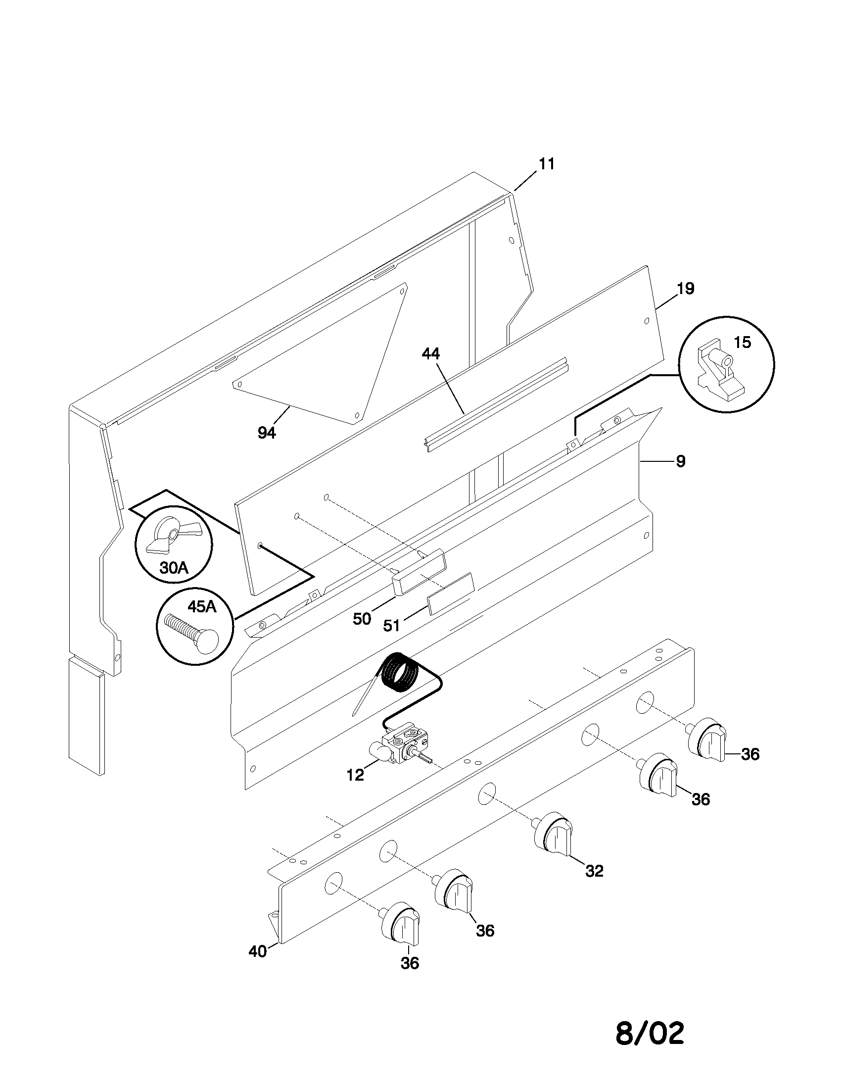 Frigidaire FPF311PHWC backguard diagram