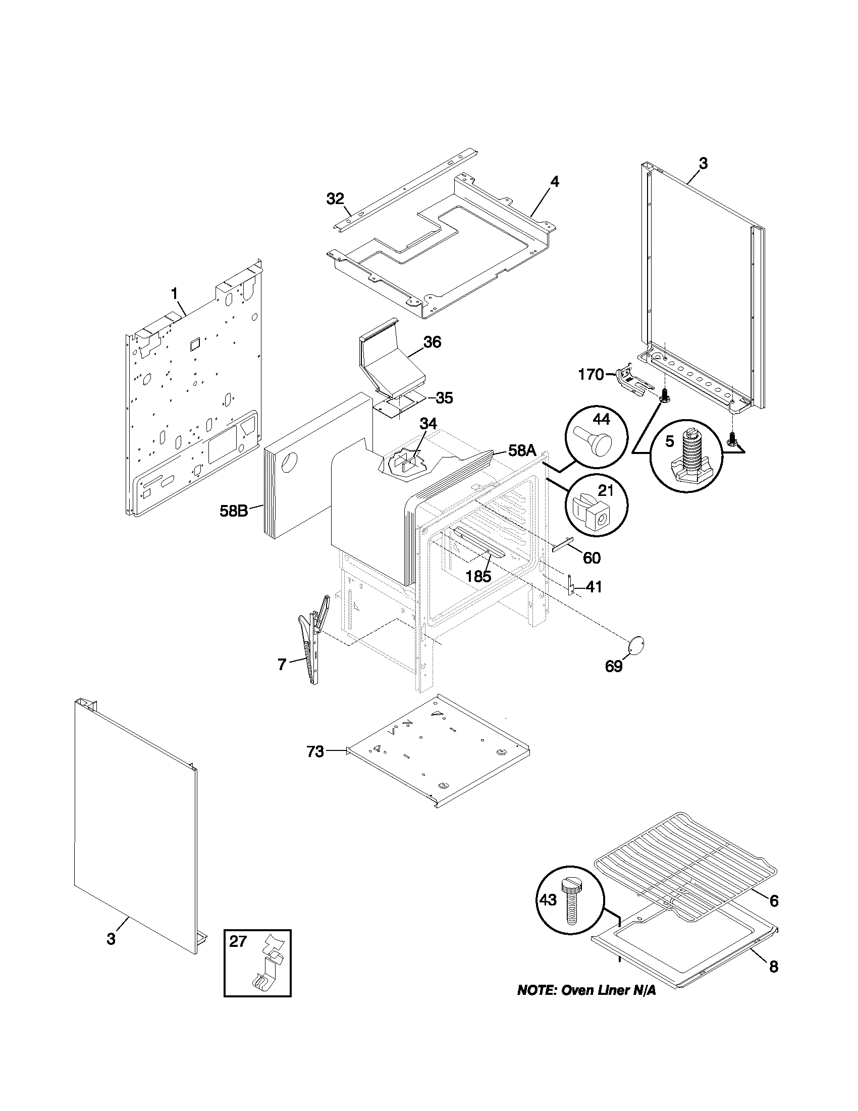 Frigidaire FPF311PHWC body diagram