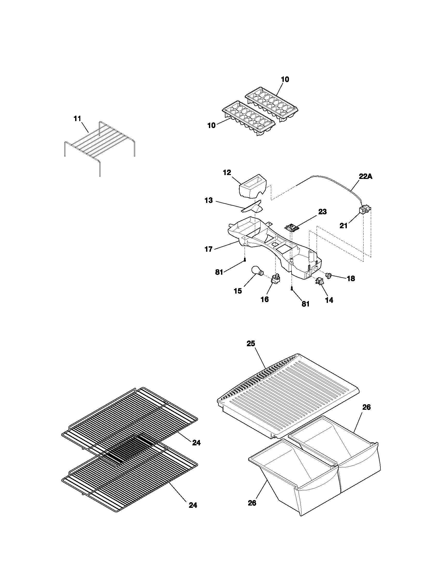 Kenmore 25331624102 shelves diagram