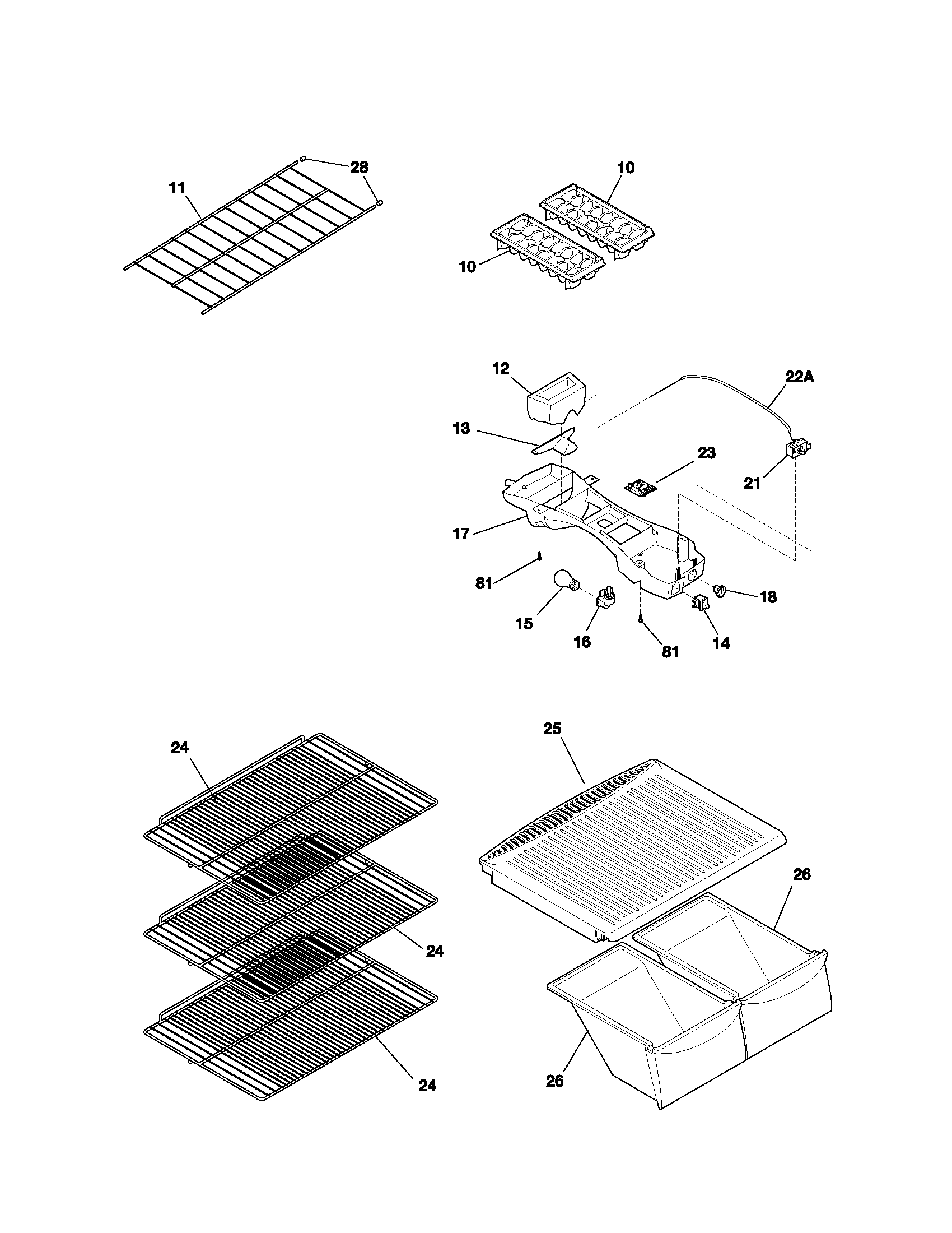 Kenmore 25331640103 shelves diagram
