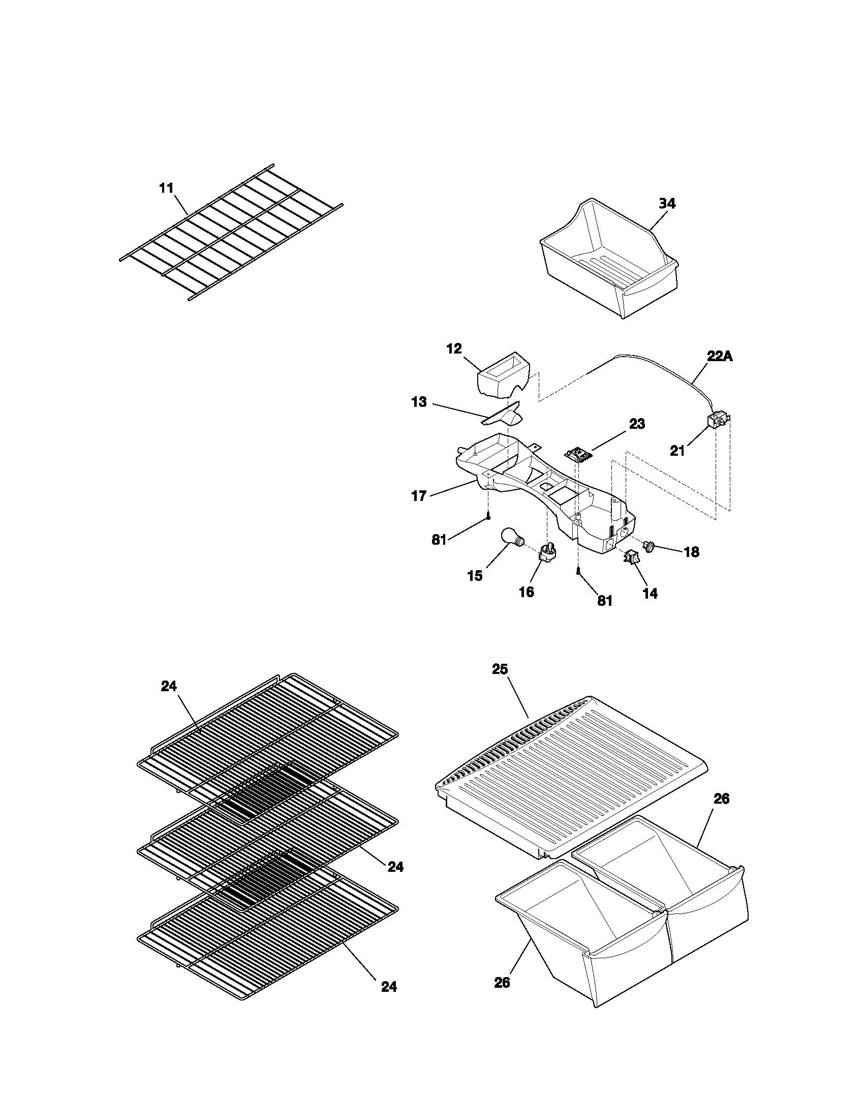 Kenmore 25331672102 shelves diagram