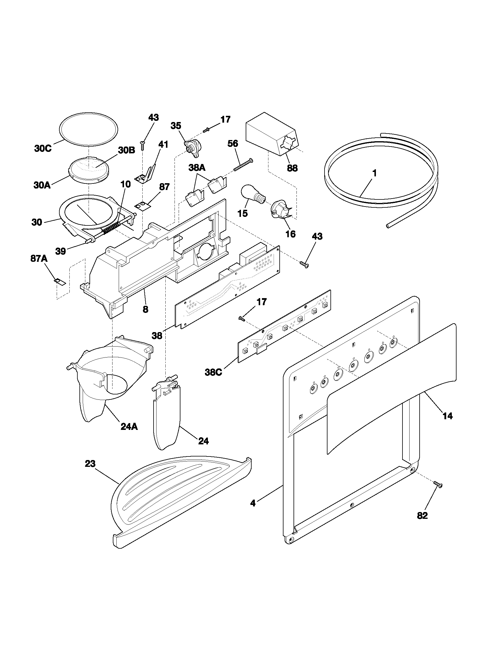 Kenmore 25351694104 dispenser diagram