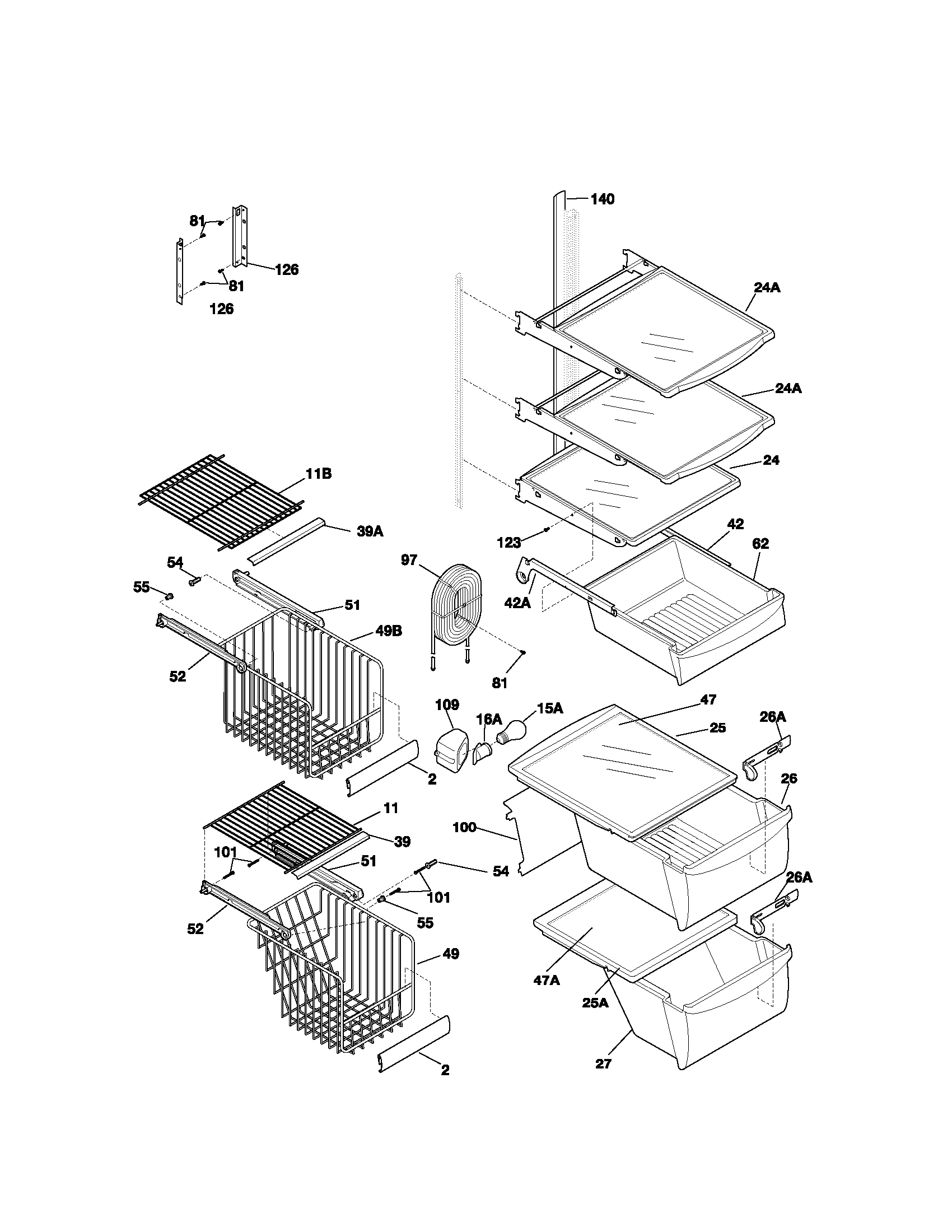 Kenmore 25351392105 shelves diagram