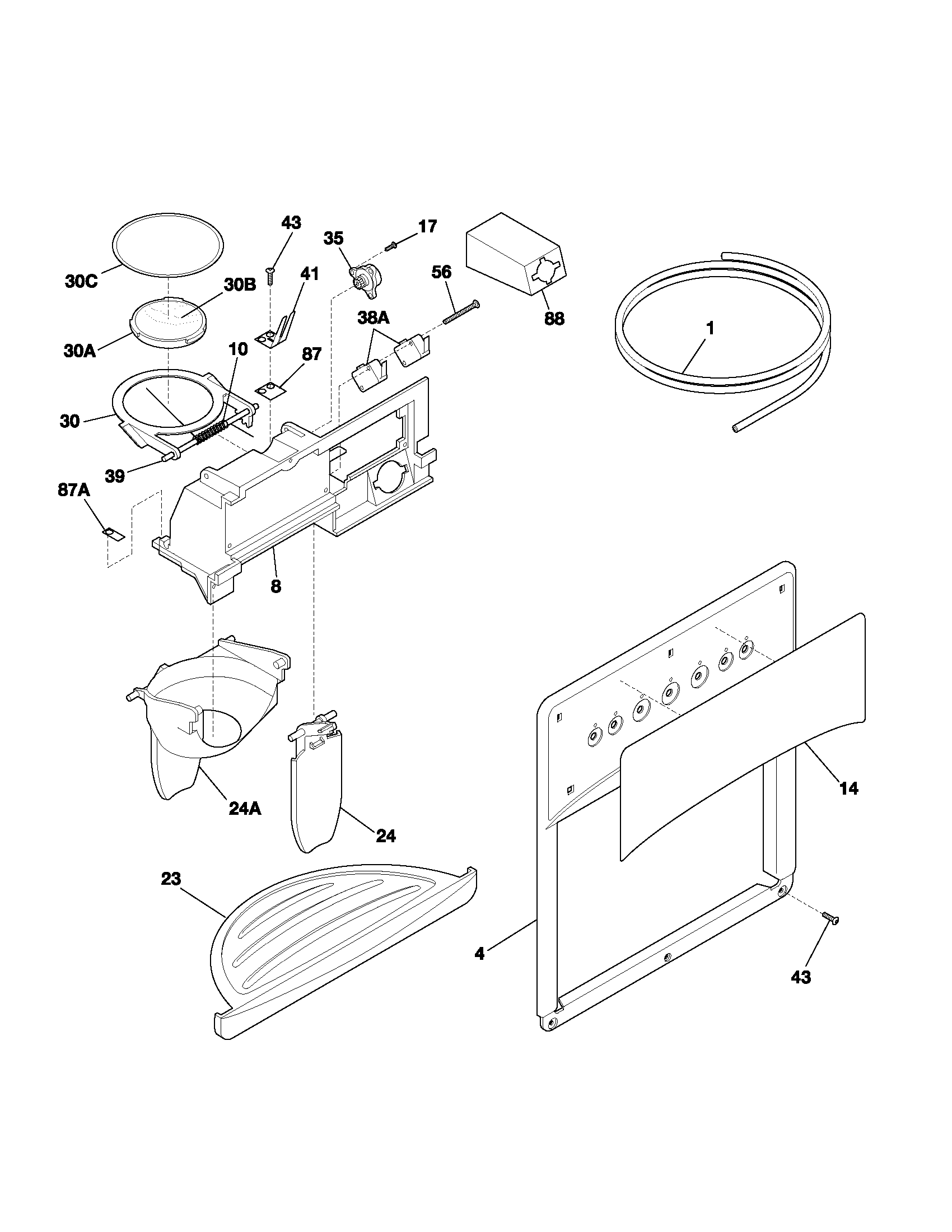 Kenmore 25352322201 dispenser diagram