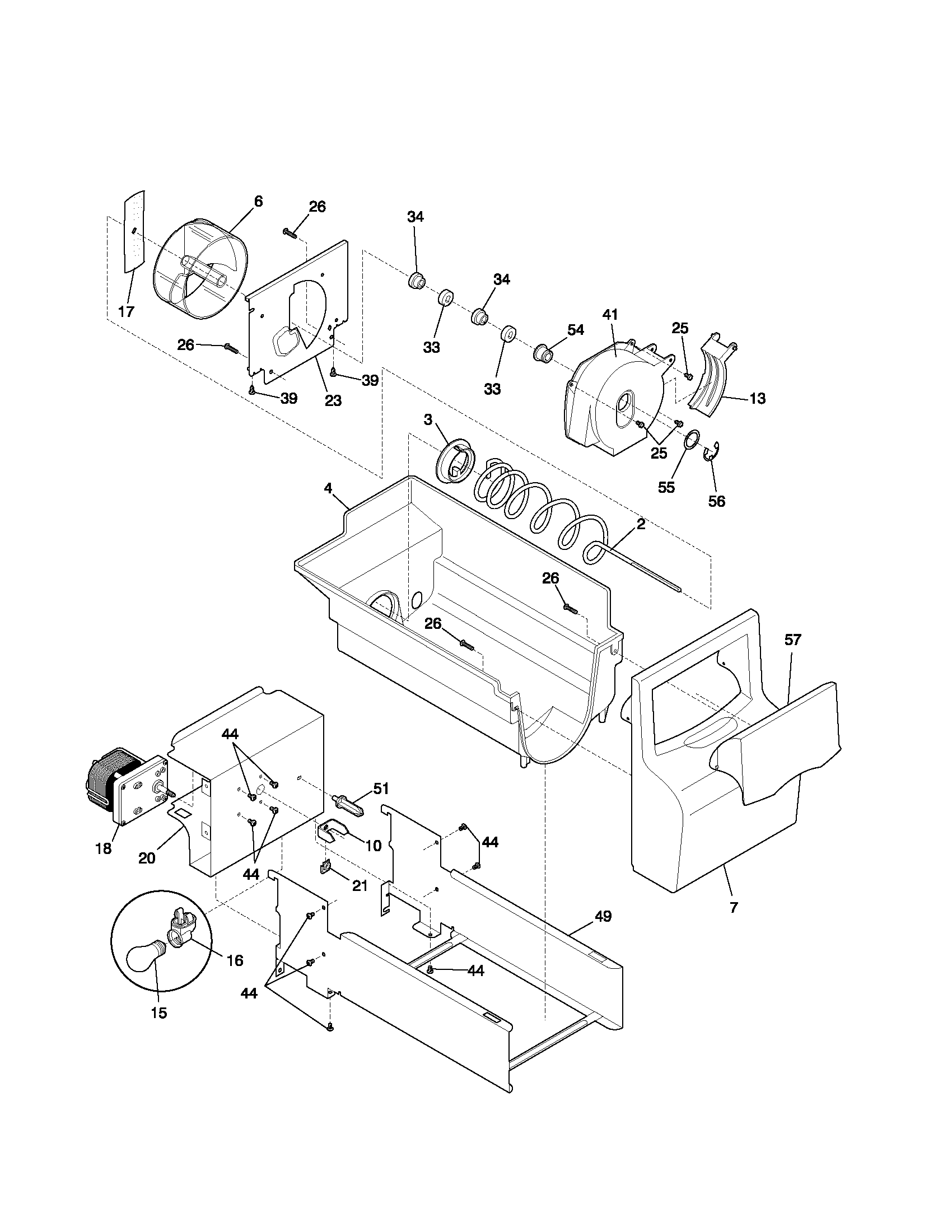 Kenmore 25352322201 ice container diagram