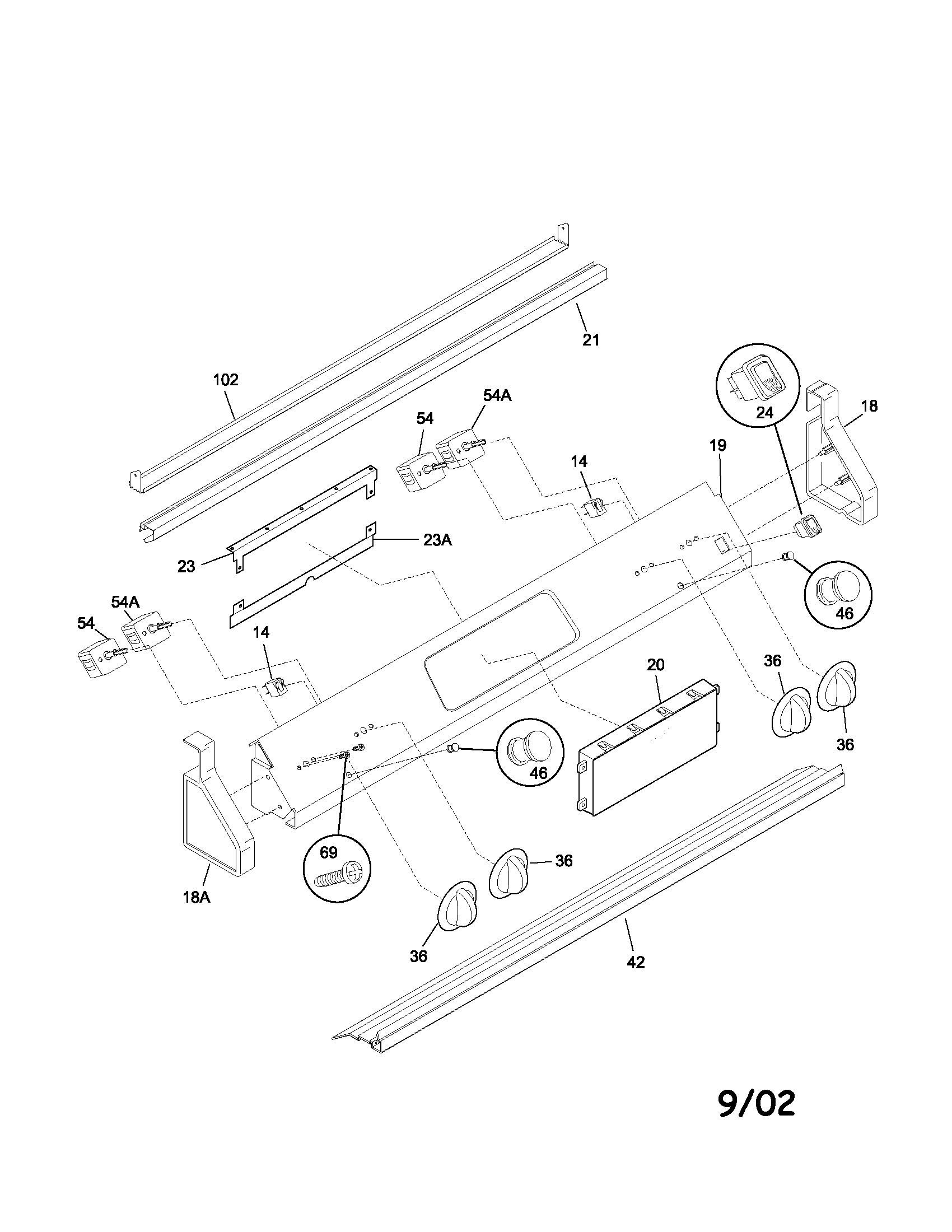 Frigidaire FES367ASE backguard diagram