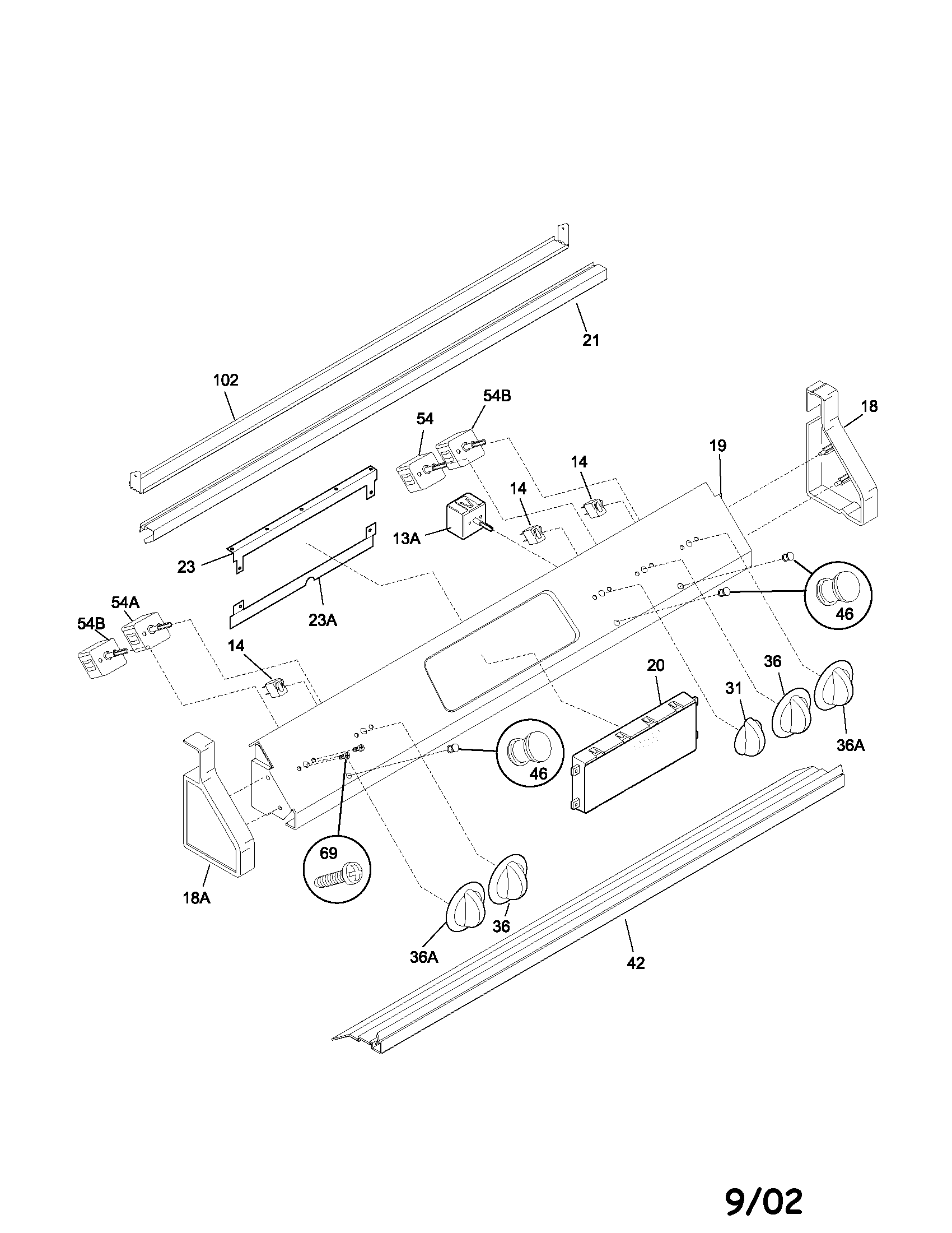 Frigidaire GLES388ASD backguard diagram