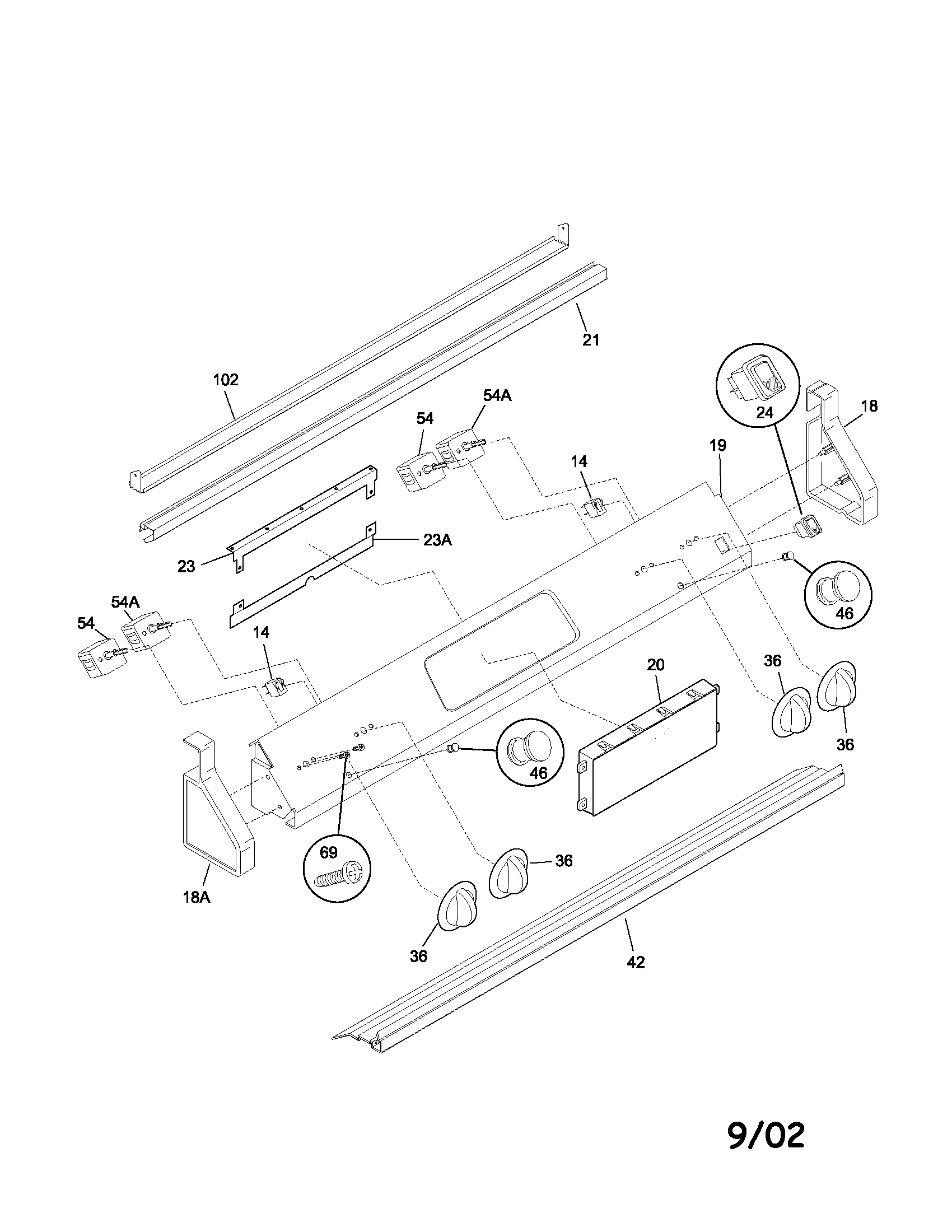 Frigidaire FED355ASE backguard diagram