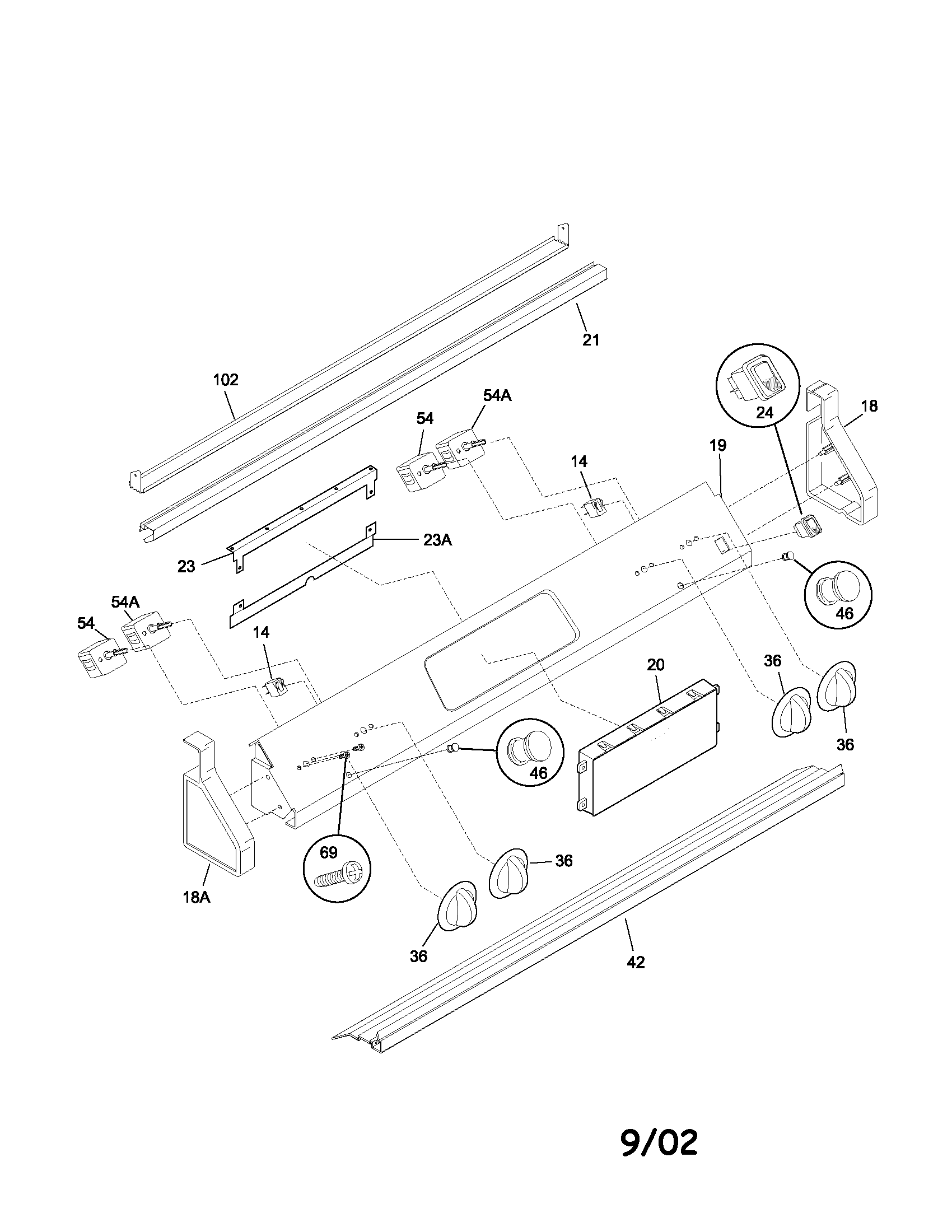 Frigidaire FED367AQE backguard diagram