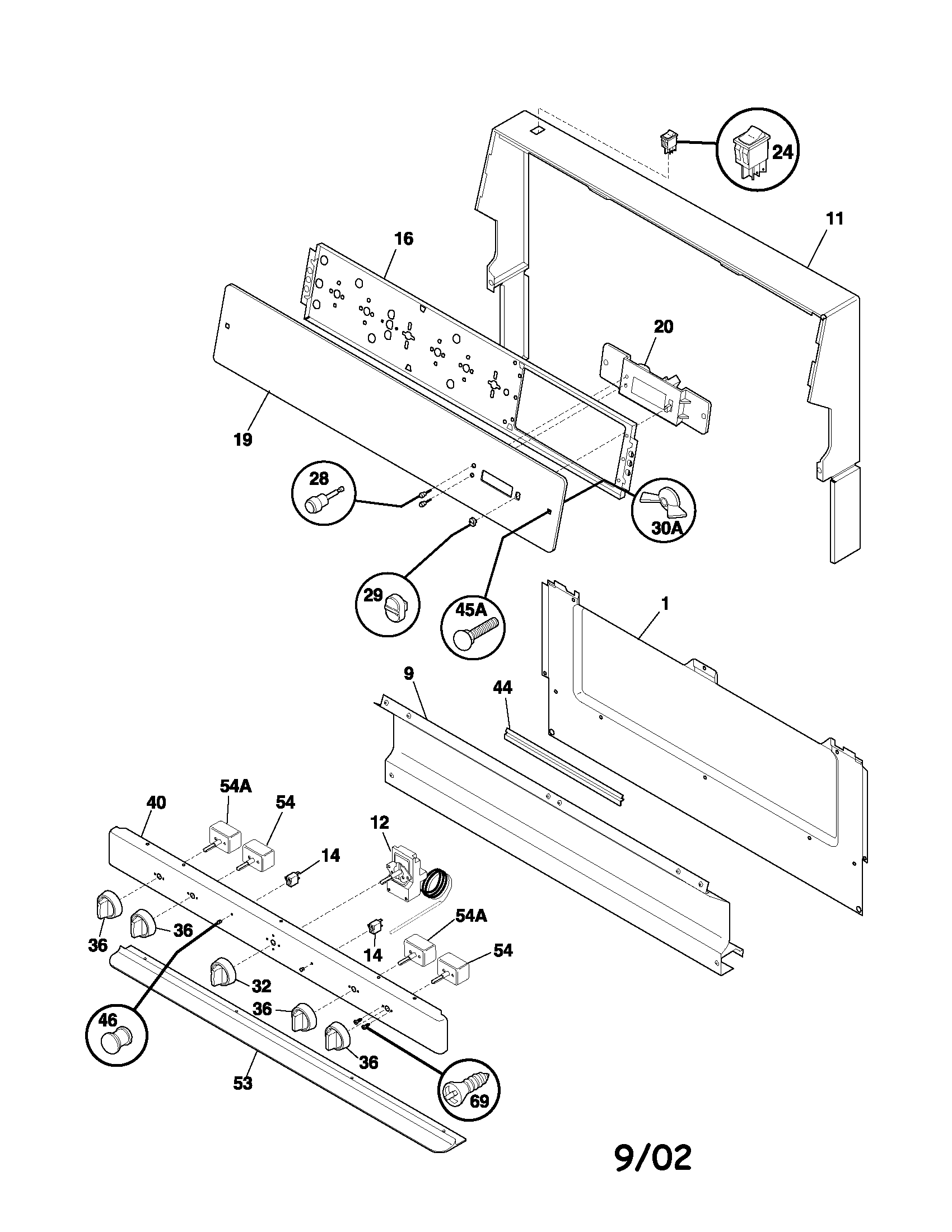 Tappan TEF317AWB backguard diagram
