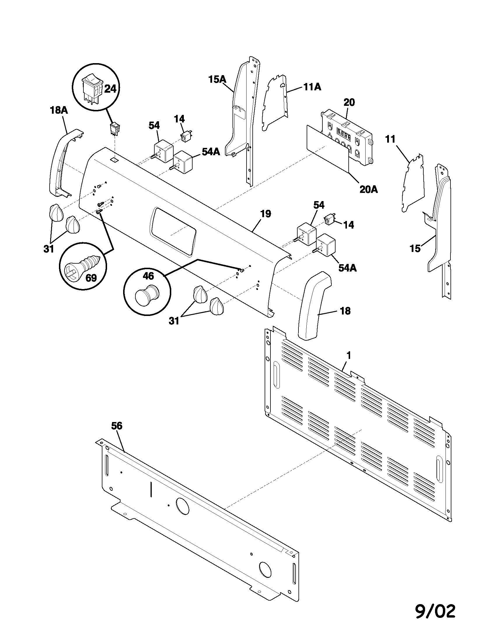 Frigidaire FEF336ASD backguard diagram