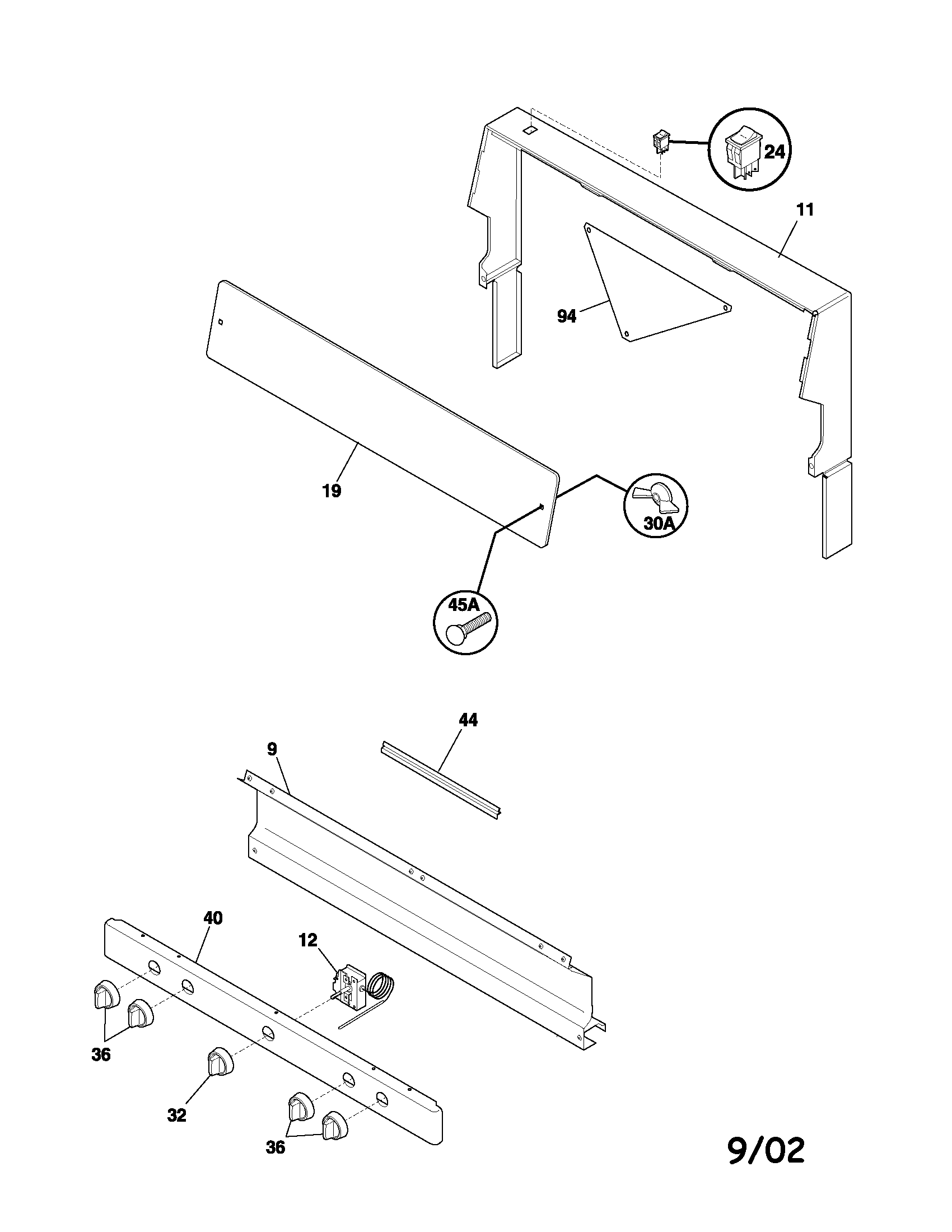 Frigidaire FGF316AQB backguard diagram
