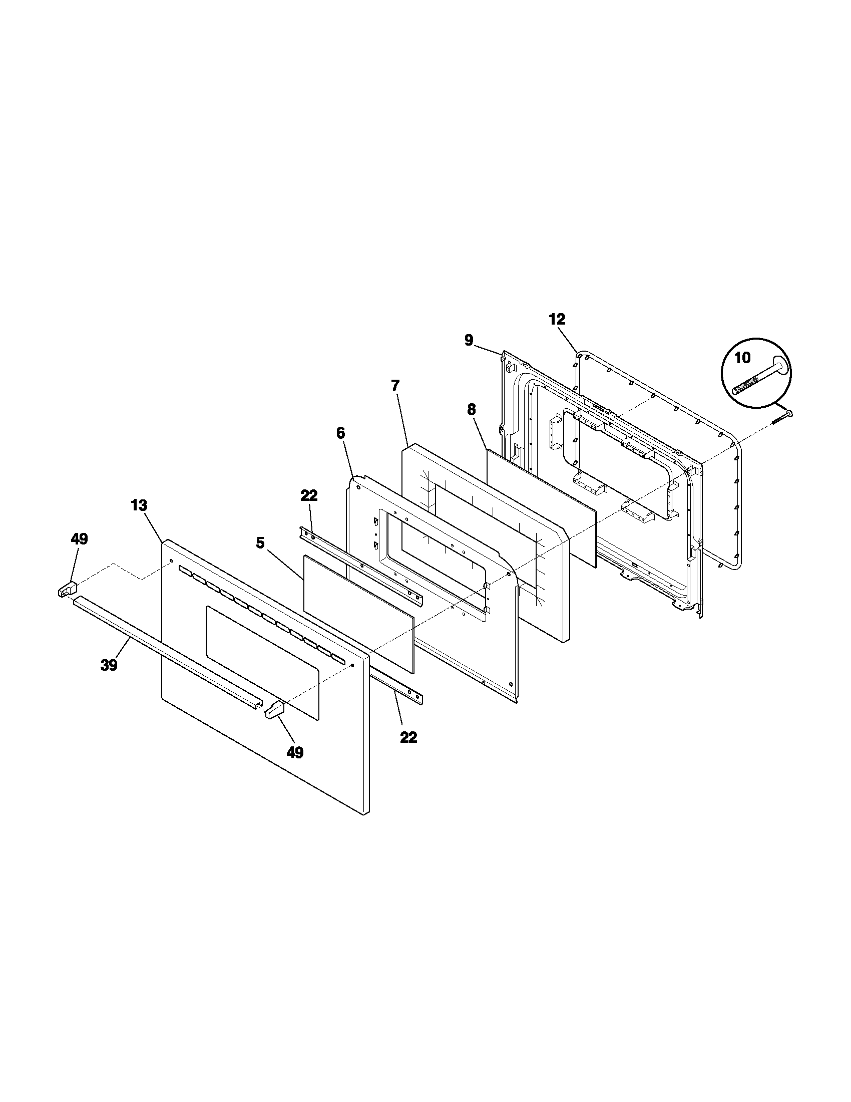 Frigidaire FGF316AQB door diagram