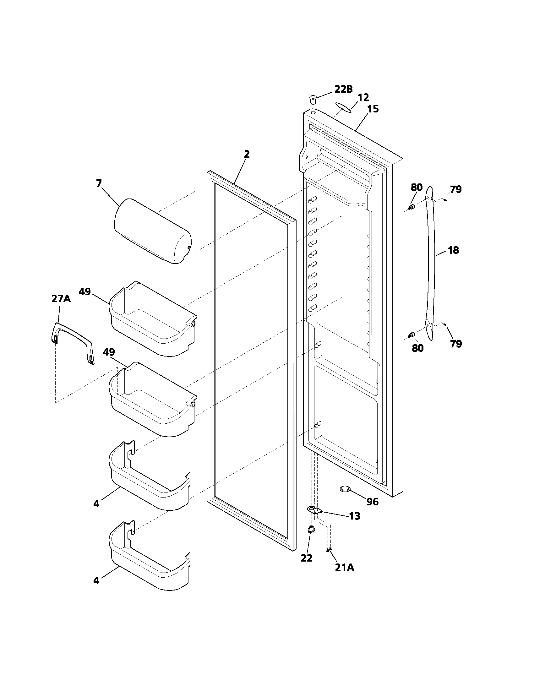 Frigidaire PLHS267ZAB5 refrigerator door diagram