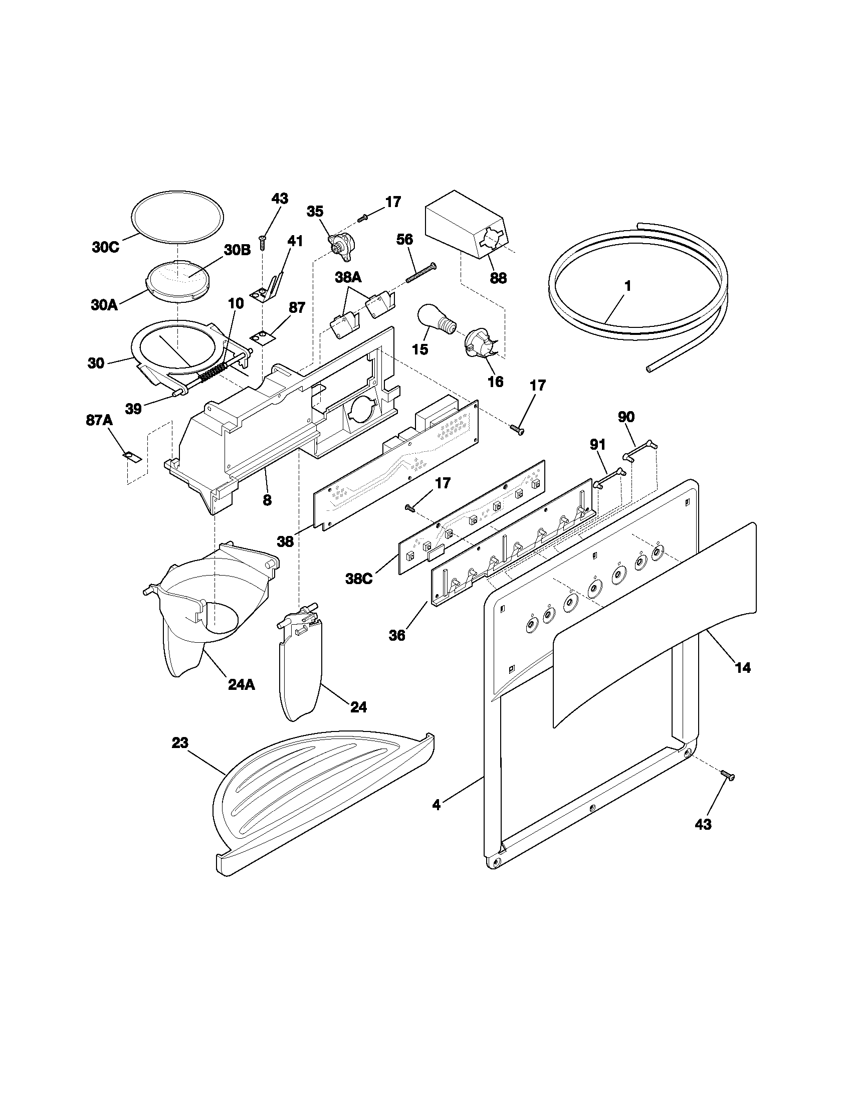 Frigidaire PLHS267ZAB5 dispenser diagram