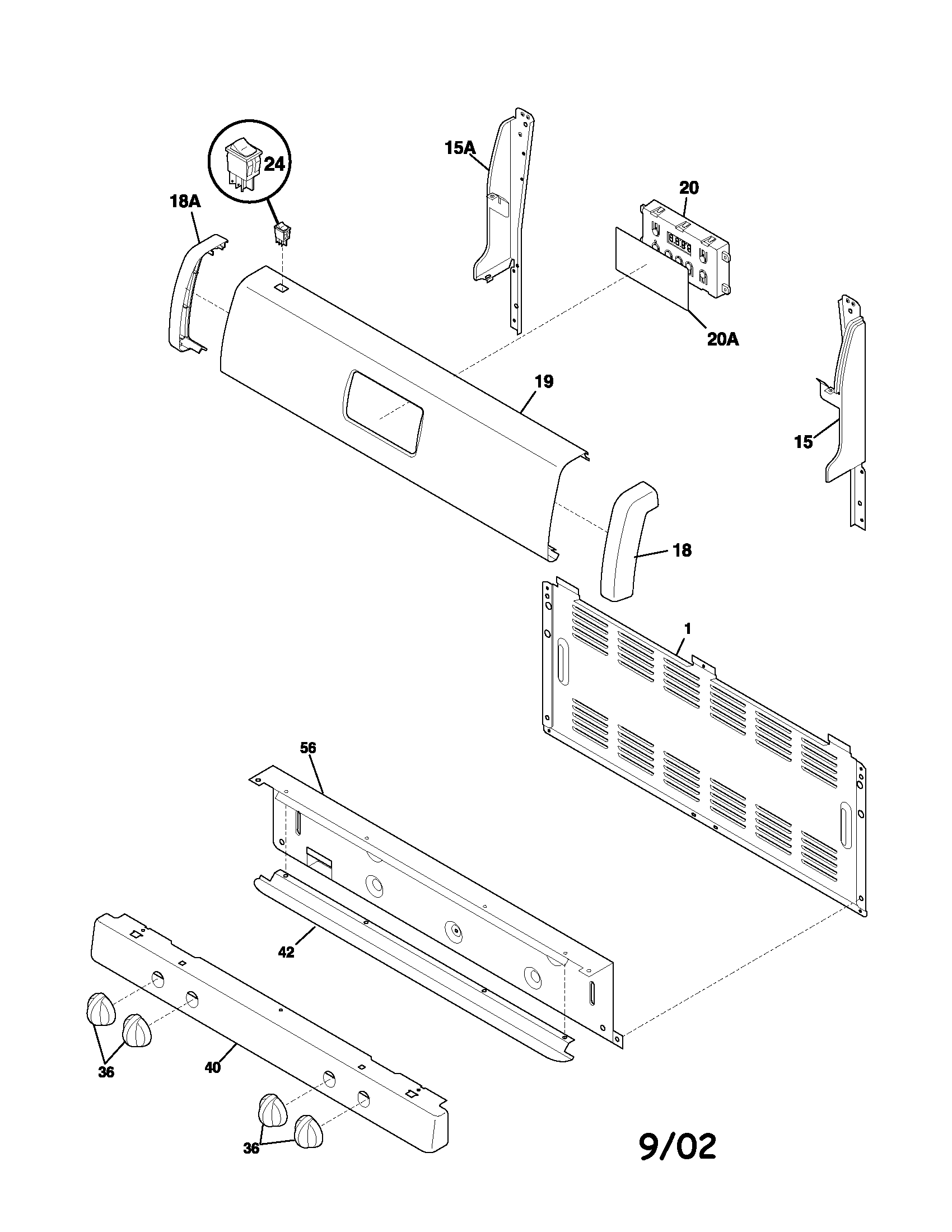 Frigidaire FGF326ASC backguard diagram