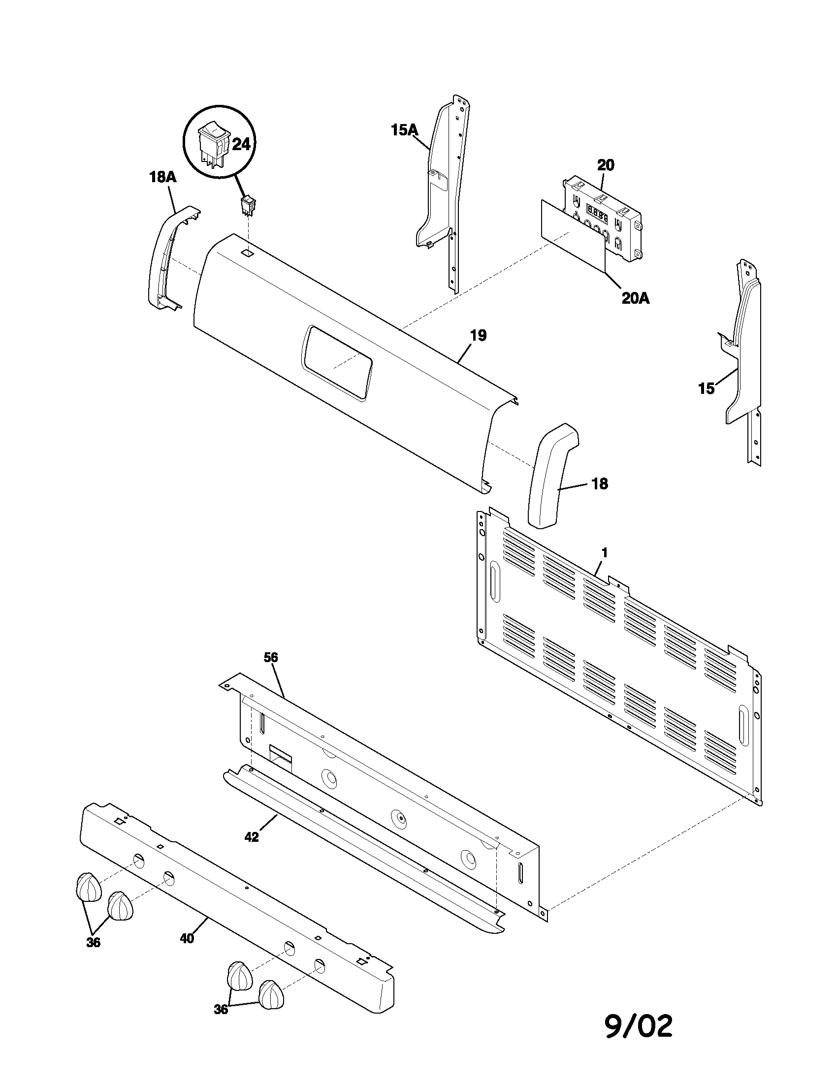 Frigidaire FGF326AWA backguard diagram