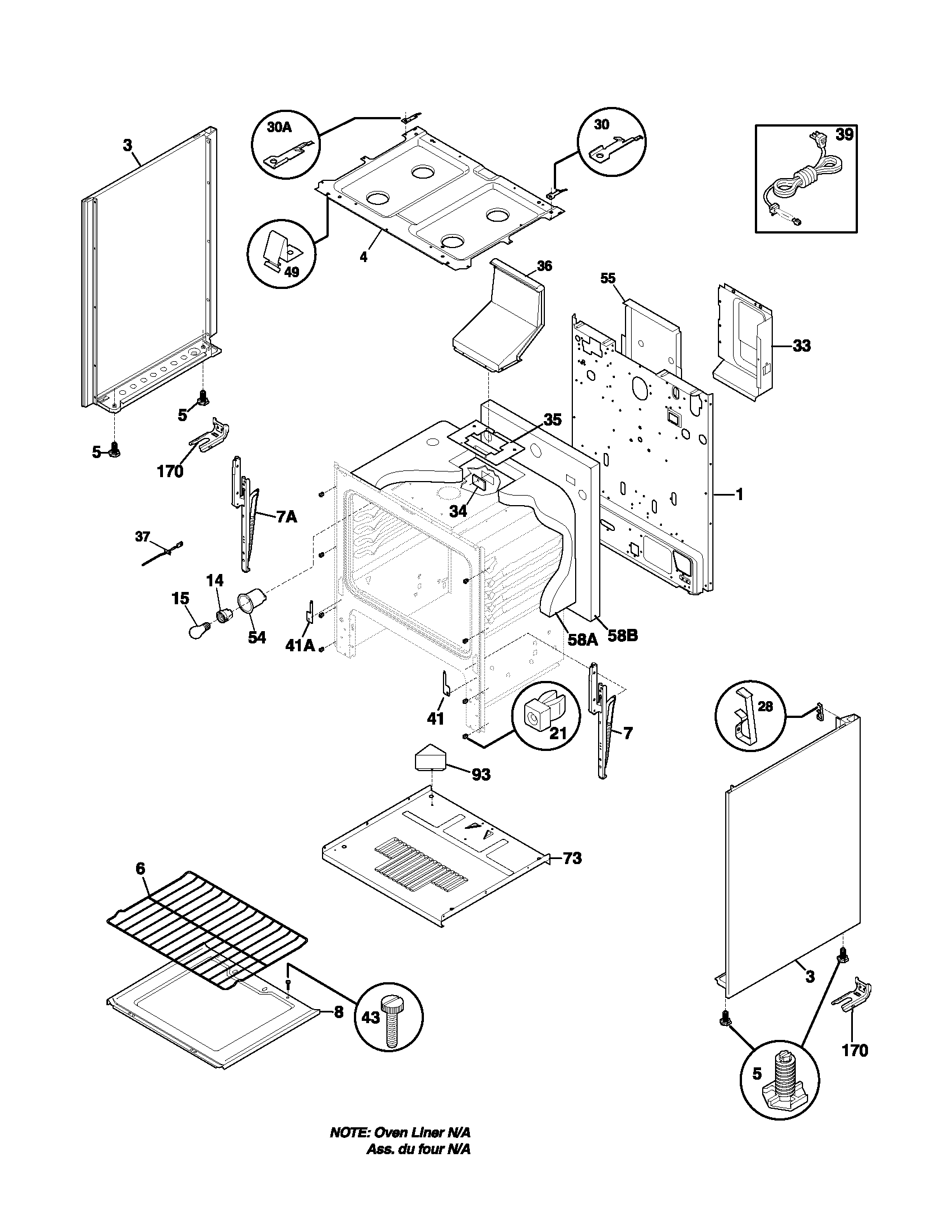 Frigidaire FGF326AWA body diagram