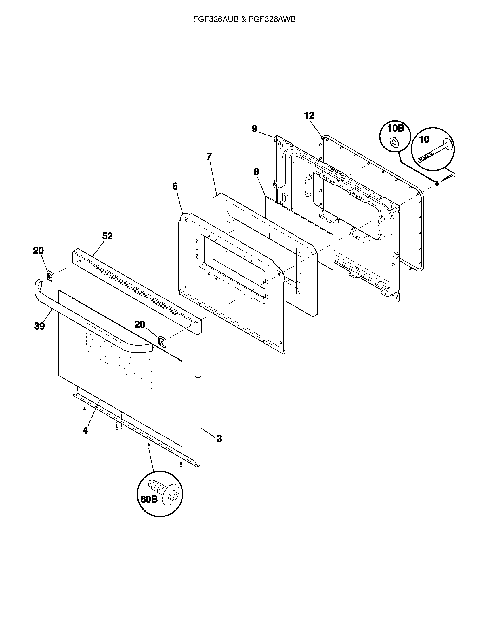 Frigidaire FGF326AUB door diagram