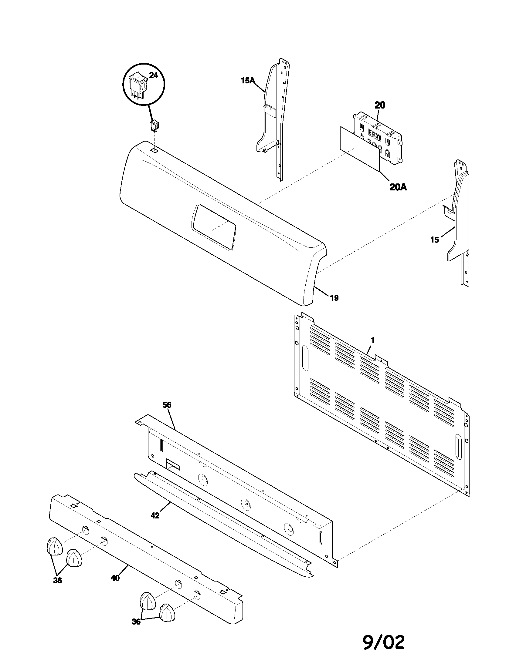 Frigidaire FGF337AUA backguard diagram