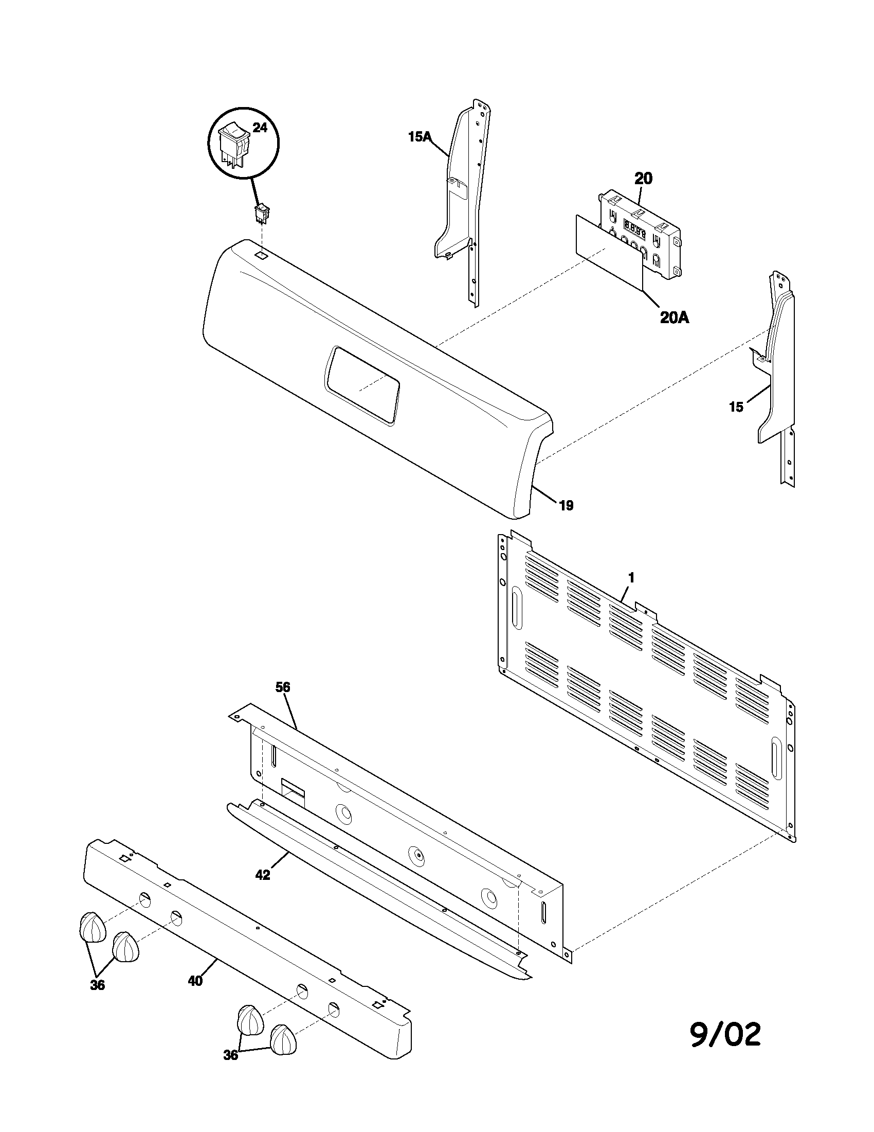 Frigidaire FGF337AUC backguard diagram
