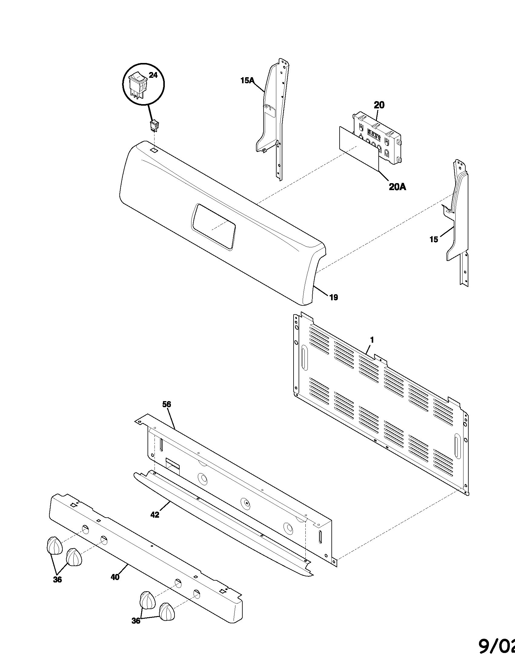 Frigidaire FGF337BCB backguard diagram