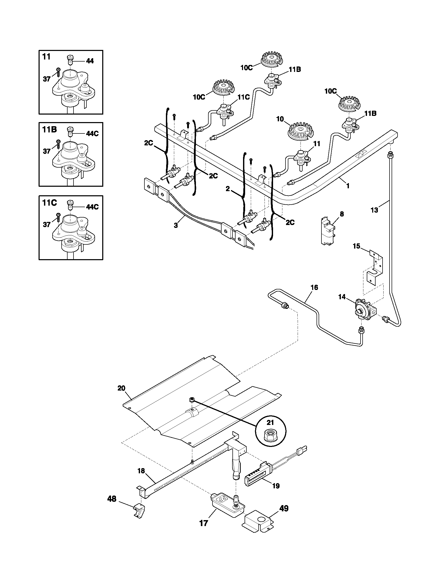 Frigidaire FLF337AWA burner diagram
