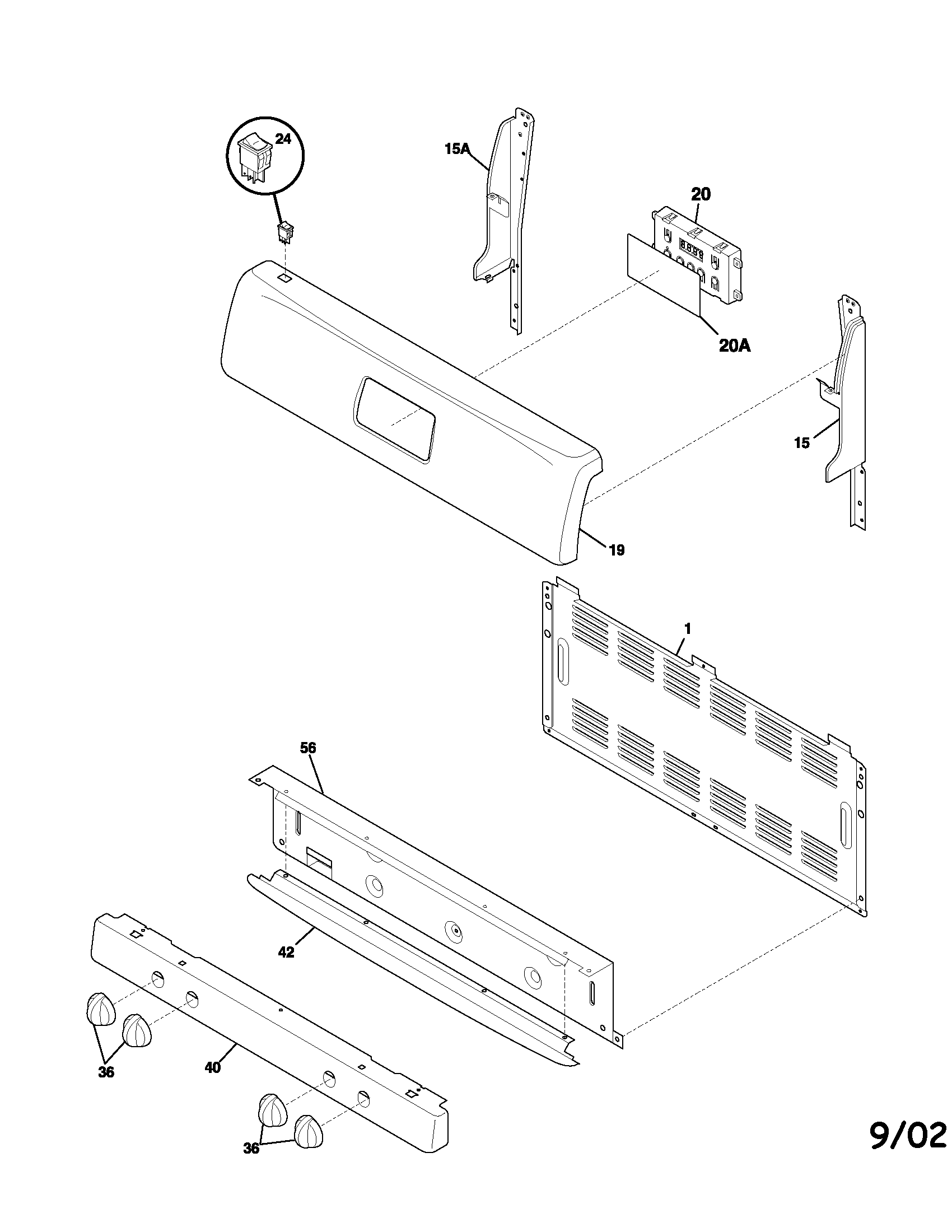 Frigidaire FLF337AWB backguard diagram