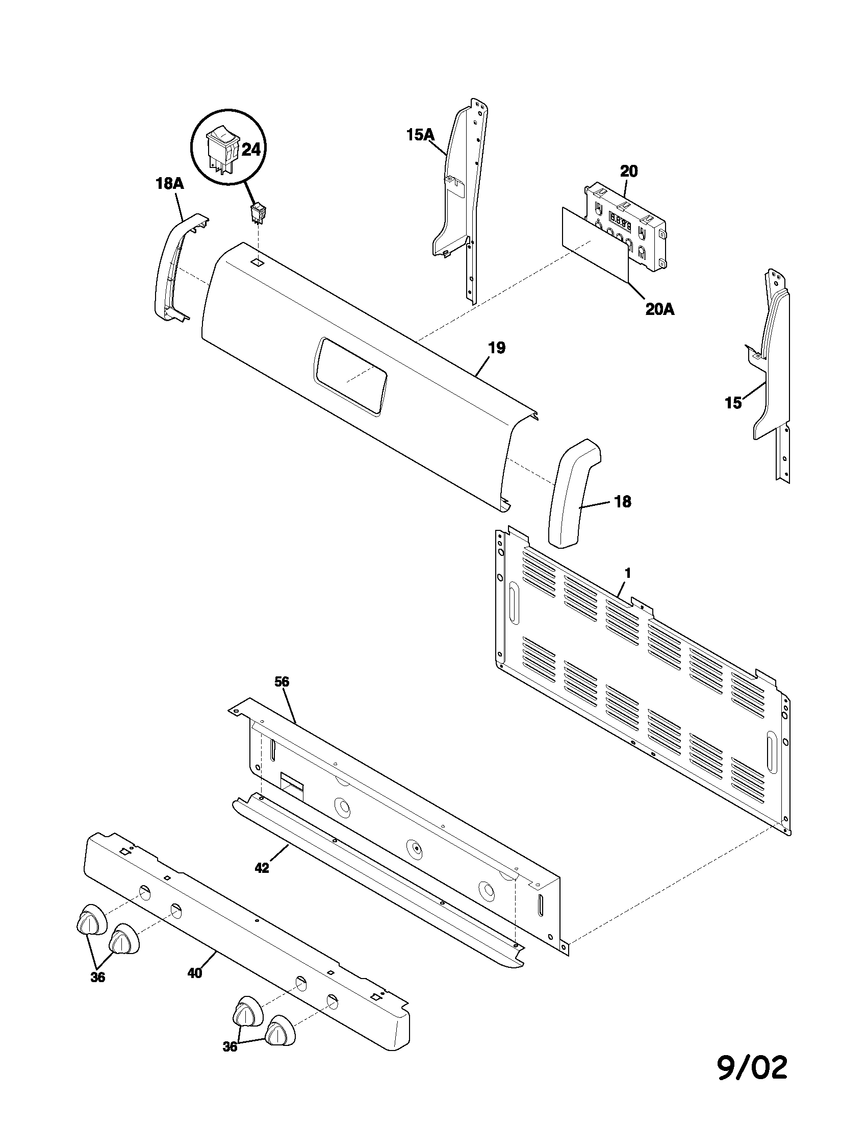 Tappan TGF336AWA backguard diagram