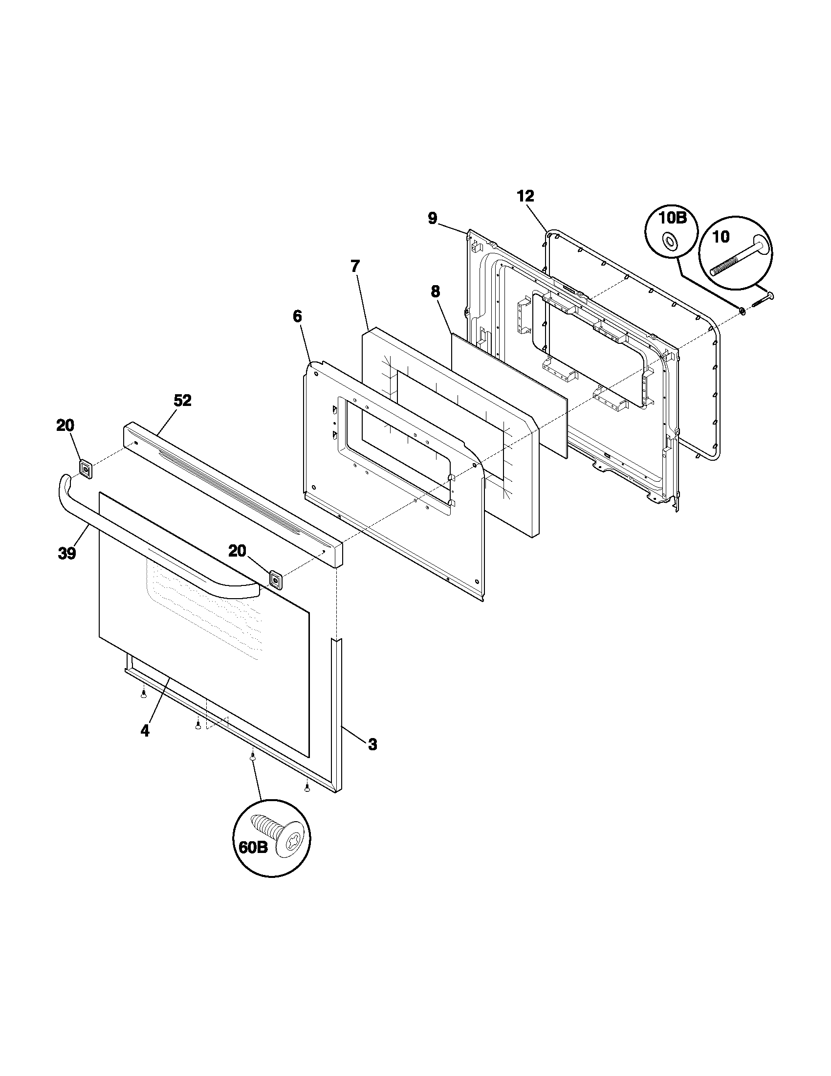 Tappan TGF336AWA door diagram