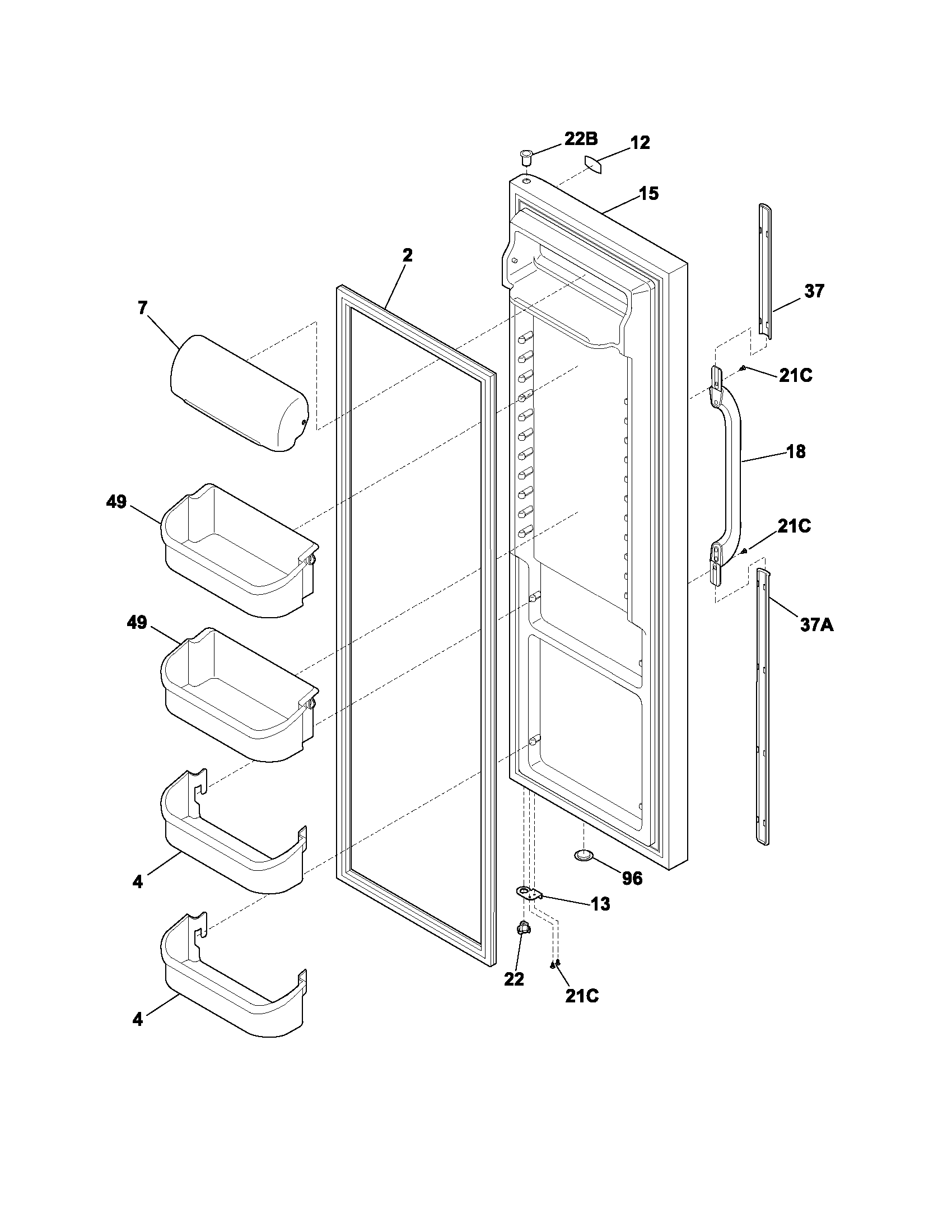 Gibson GRS26F5AW5 refrigerator door diagram