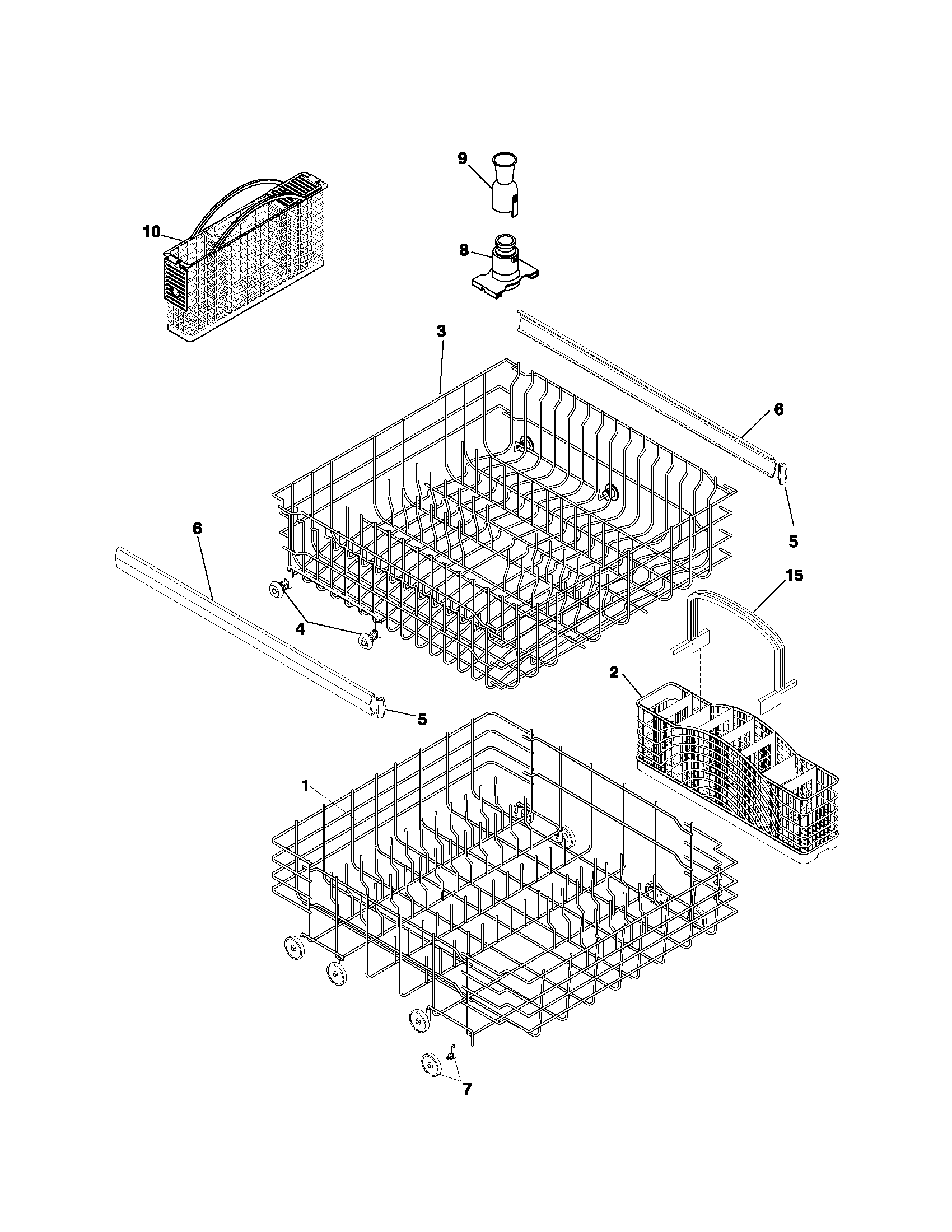 Frigidaire GLDB954BB0 racks diagram