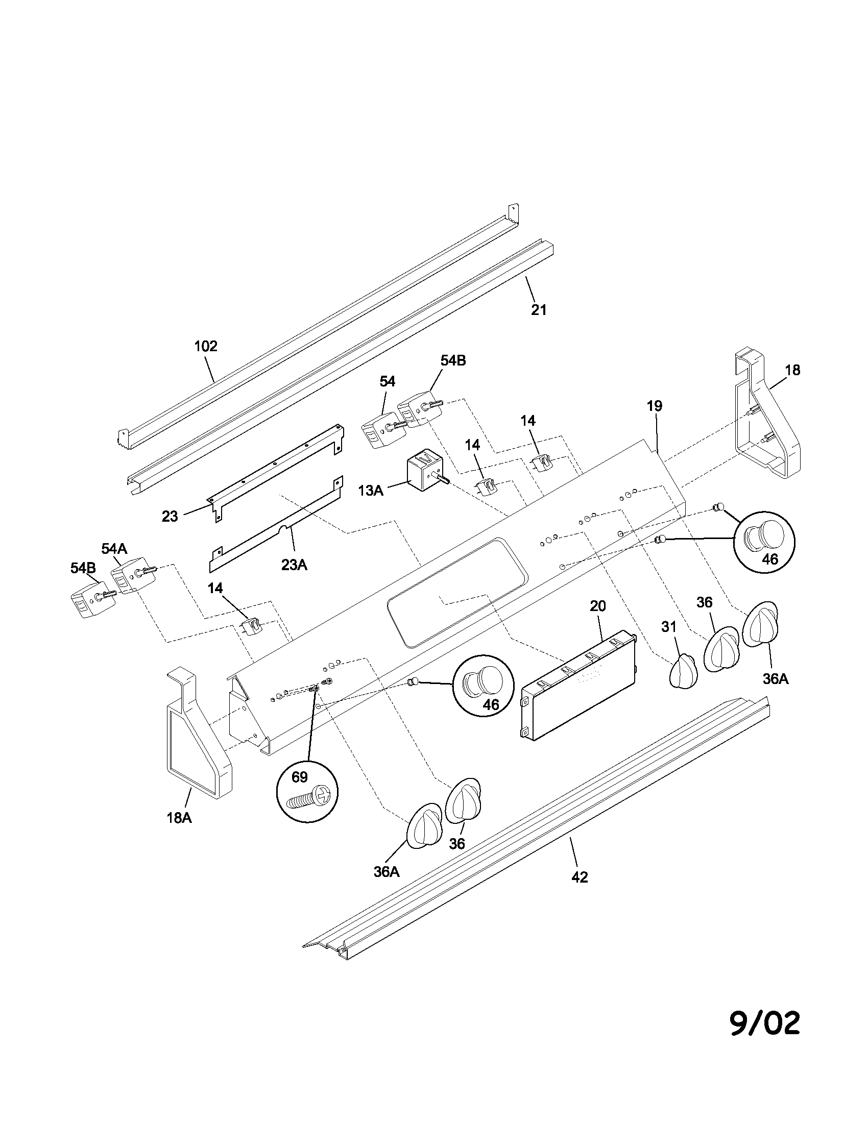 Frigidaire GLED388ASD backguard diagram