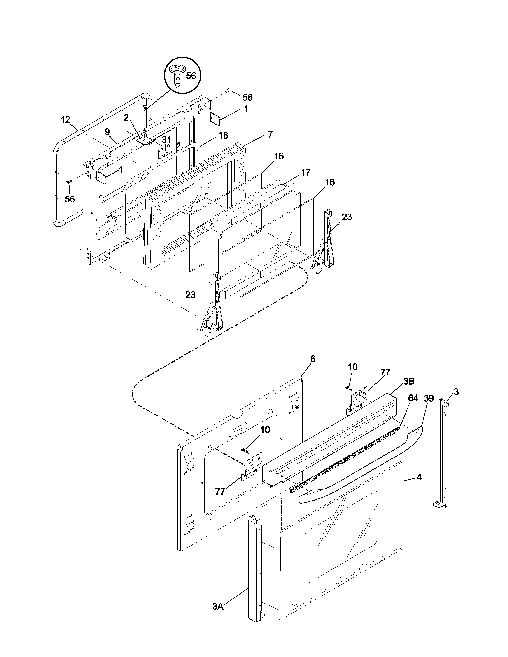Frigidaire GLED388ASD door diagram