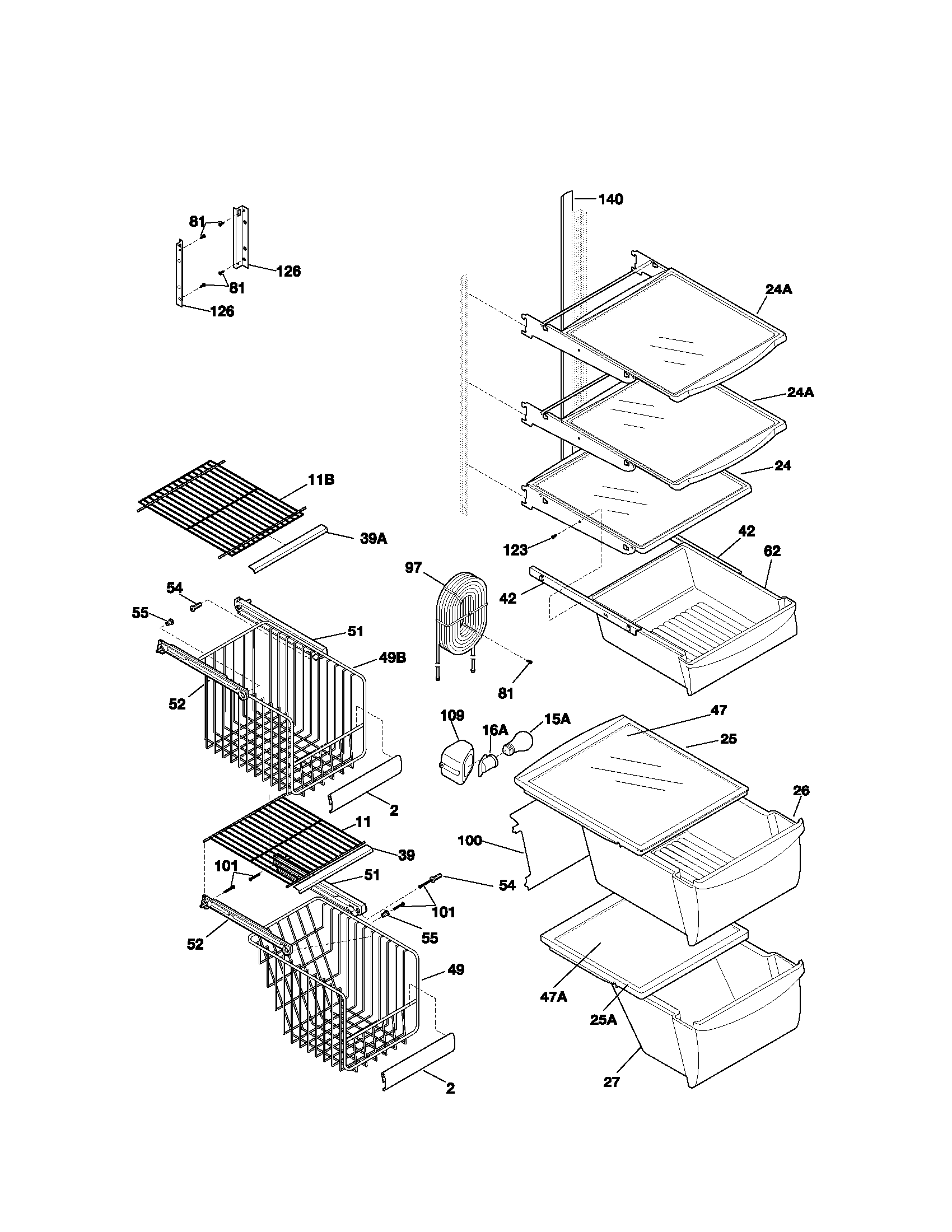 Kenmore 25352632201 shelves diagram