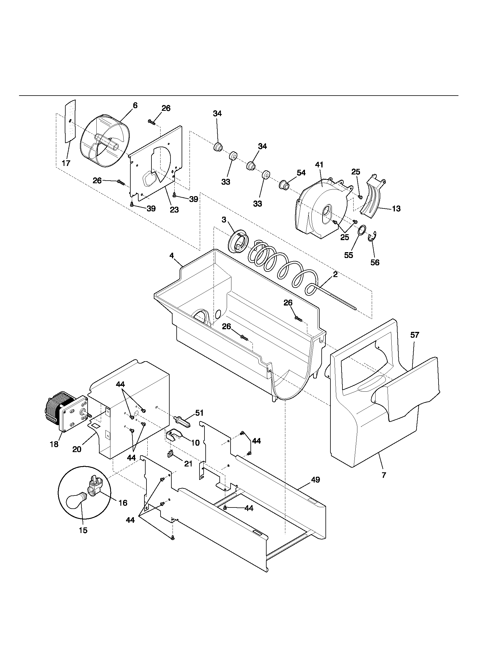 Kenmore 25352612201 ice container diagram