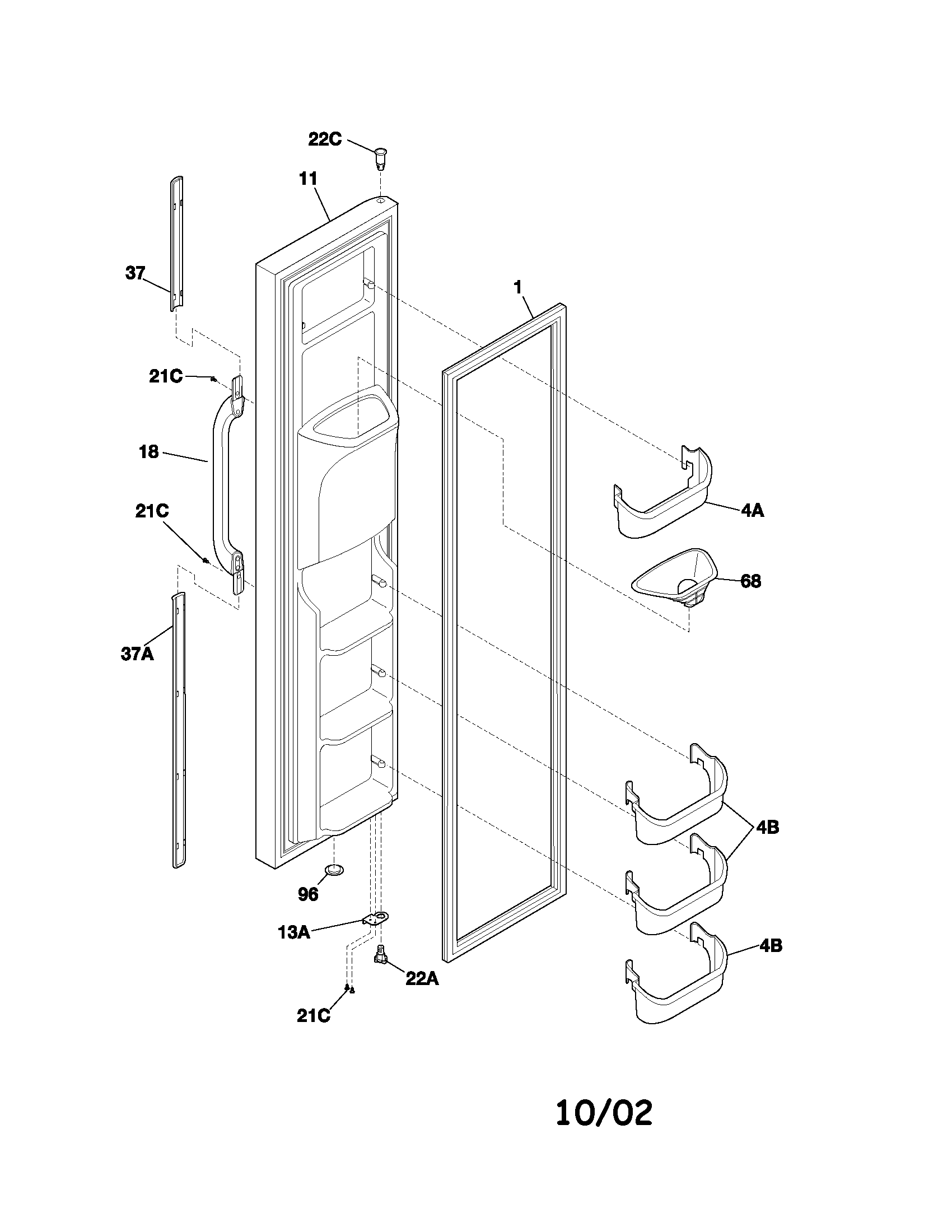 Gibson GRS23F5AW5 freezer door diagram