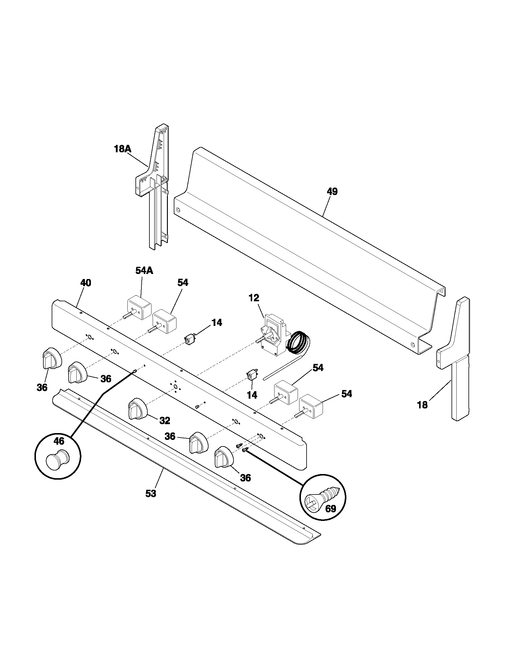 Frigidaire FEF303BWA backguard diagram