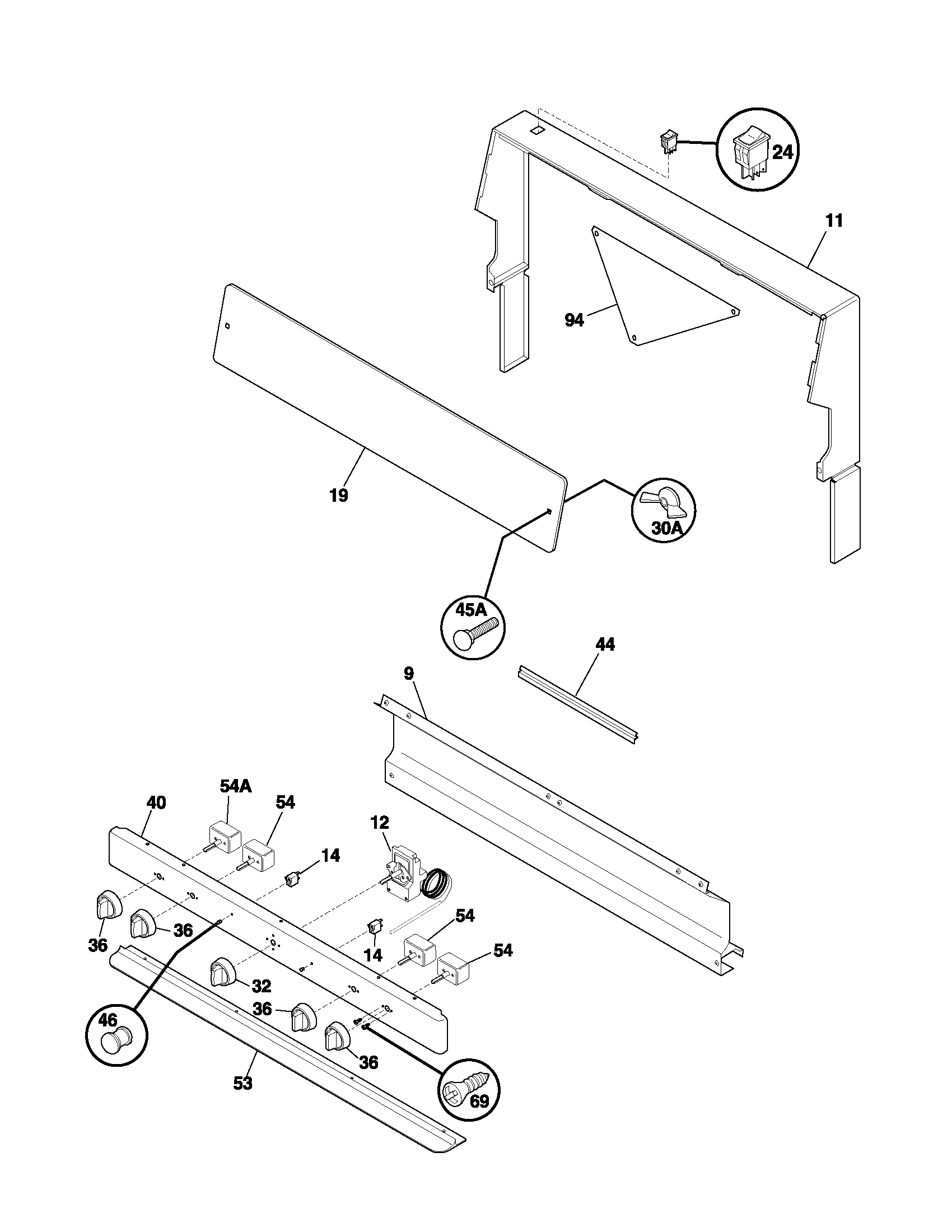 Frigidaire FEF314AWB backguard diagram