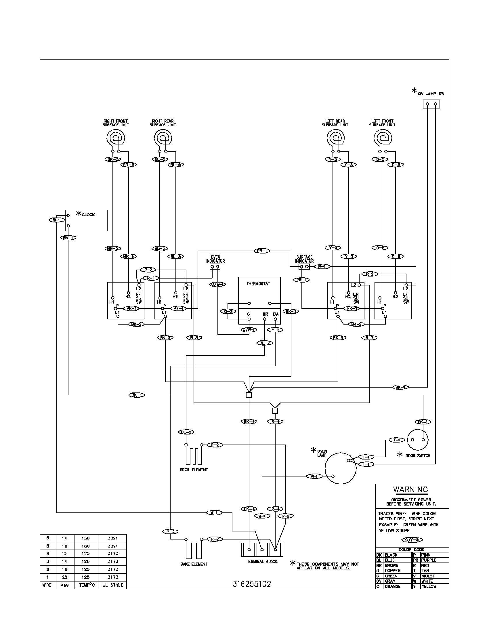 Frigidaire FEF314AWB wiring diagram diagram