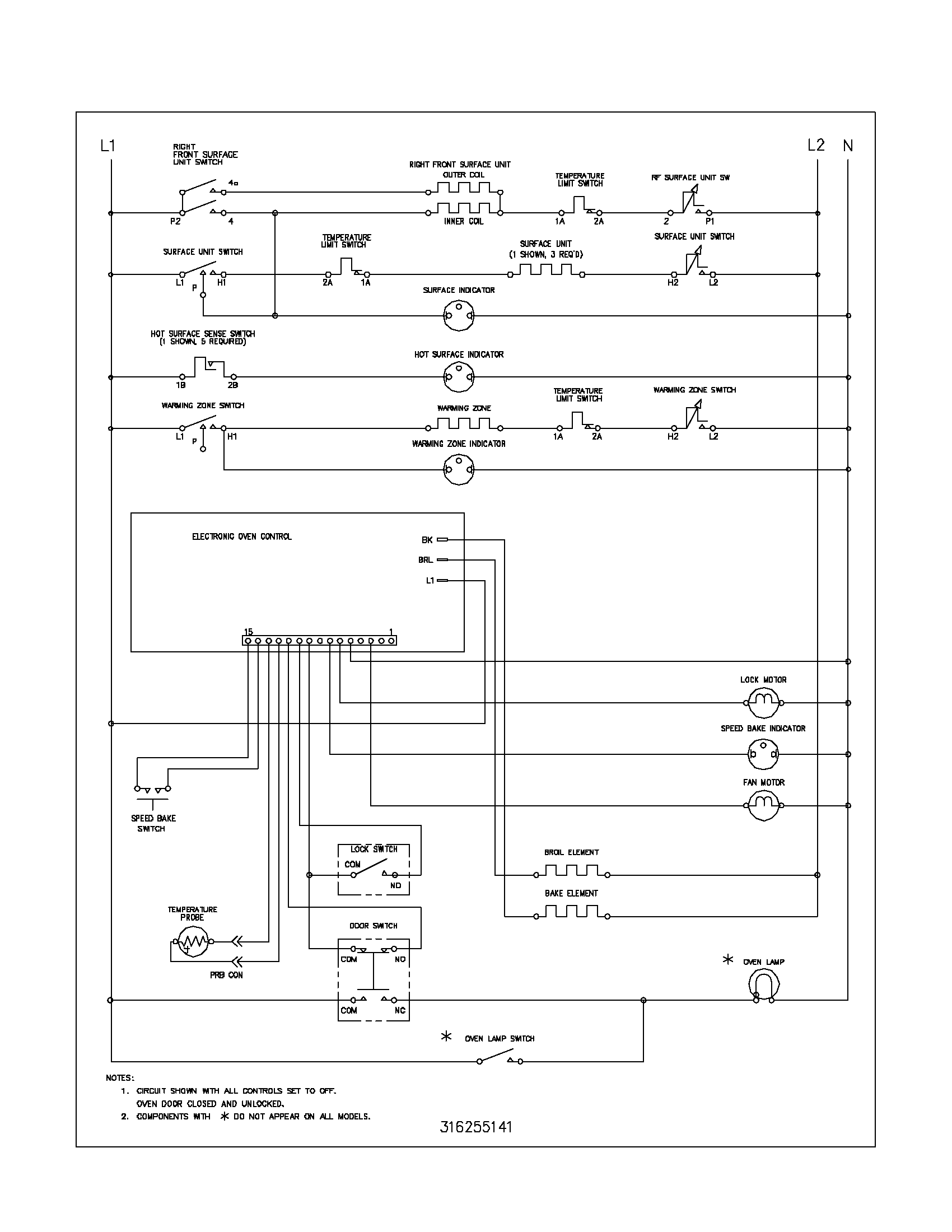 Frigidaire FEFL77ASF wiring schematic diagram